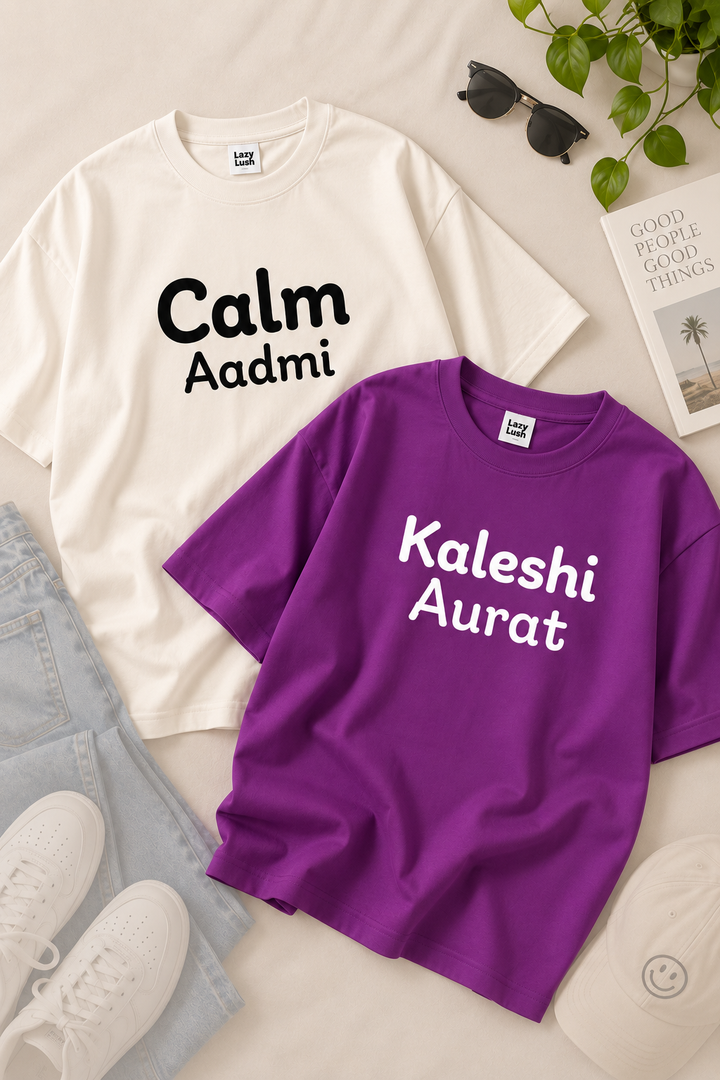 Calm Aadmi & Kaleshi Aurat Oversized Tees - Pack of 2