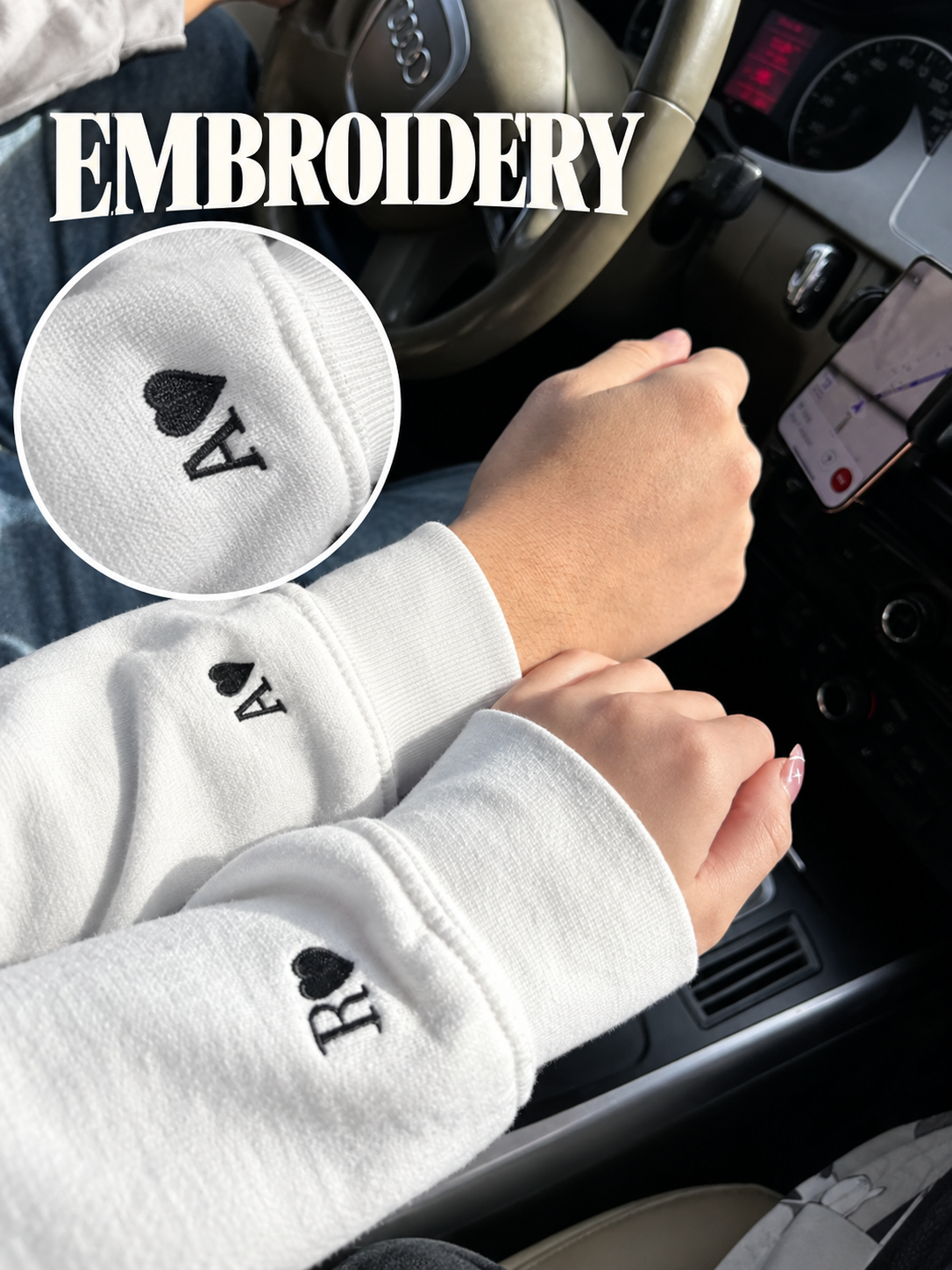Embroided Customised sleeves Couple Hoodies — Pack of 2