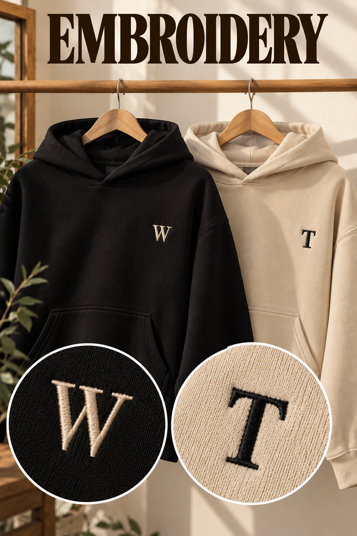 Embroided Customised initials Couple Hoodies — Pack of 2