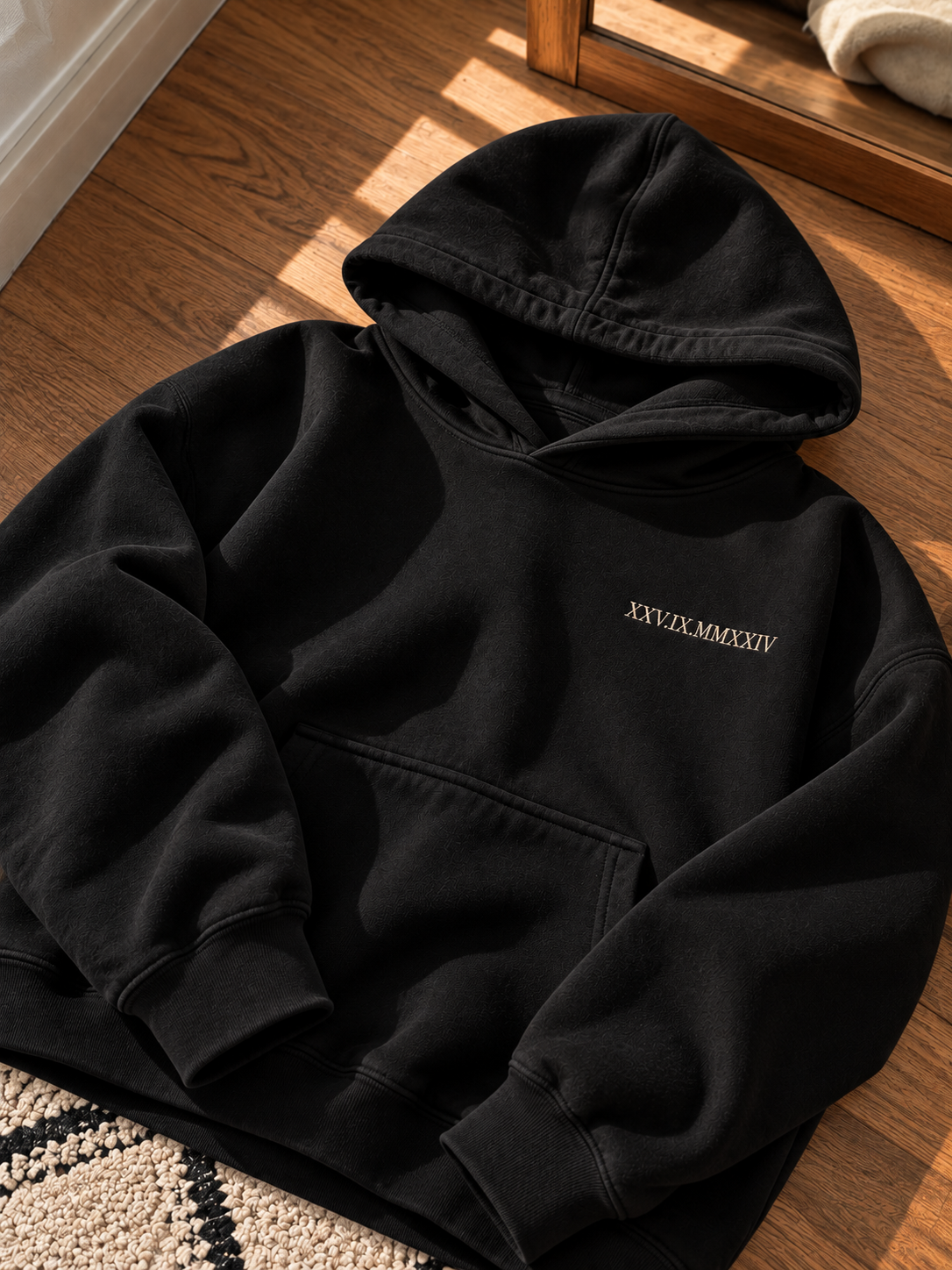 Embroided Customised roman dates Oversized Drop-Shoulder Hoodie