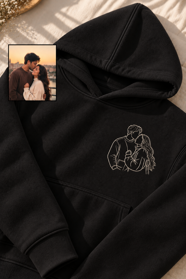 Embroided Customised line art Oversized Drop-Shoulder Hoodie