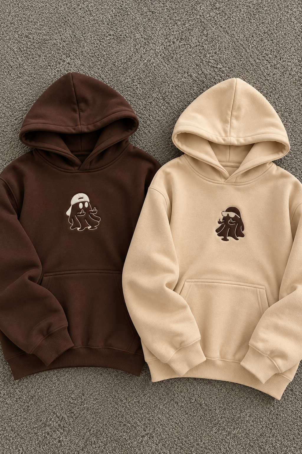 Embroided ghost Couple Hoodies — Pack of 2