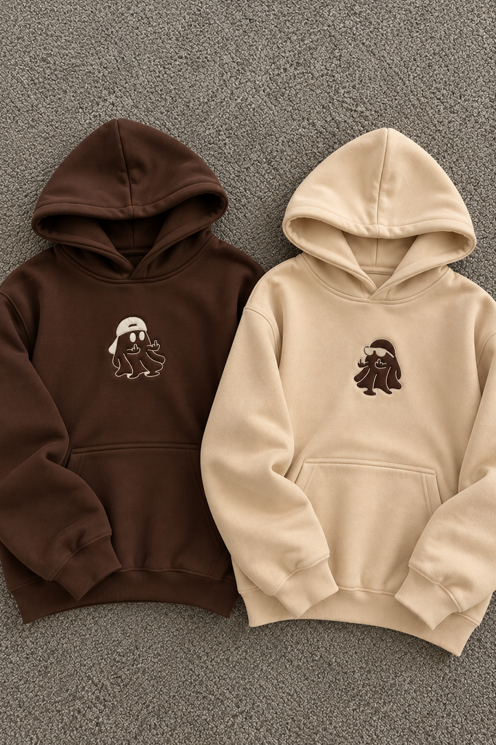 Embroided ghost Couple Hoodies — Pack of 2