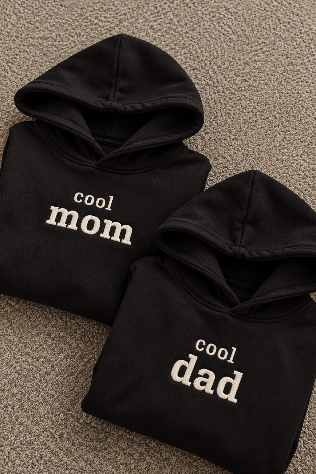 Embroided Cool Mom & Dad Couple Hoodies — Pack of 2