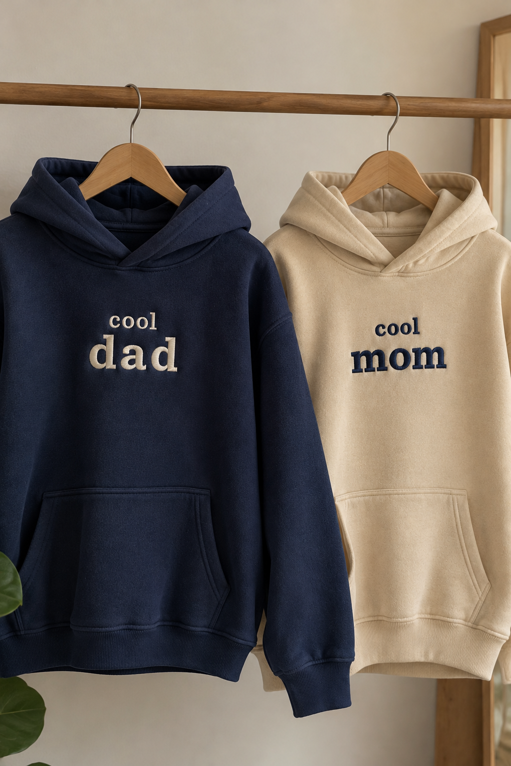 Embroided Cool Mom & Dad Couple Hoodies — Pack of 2