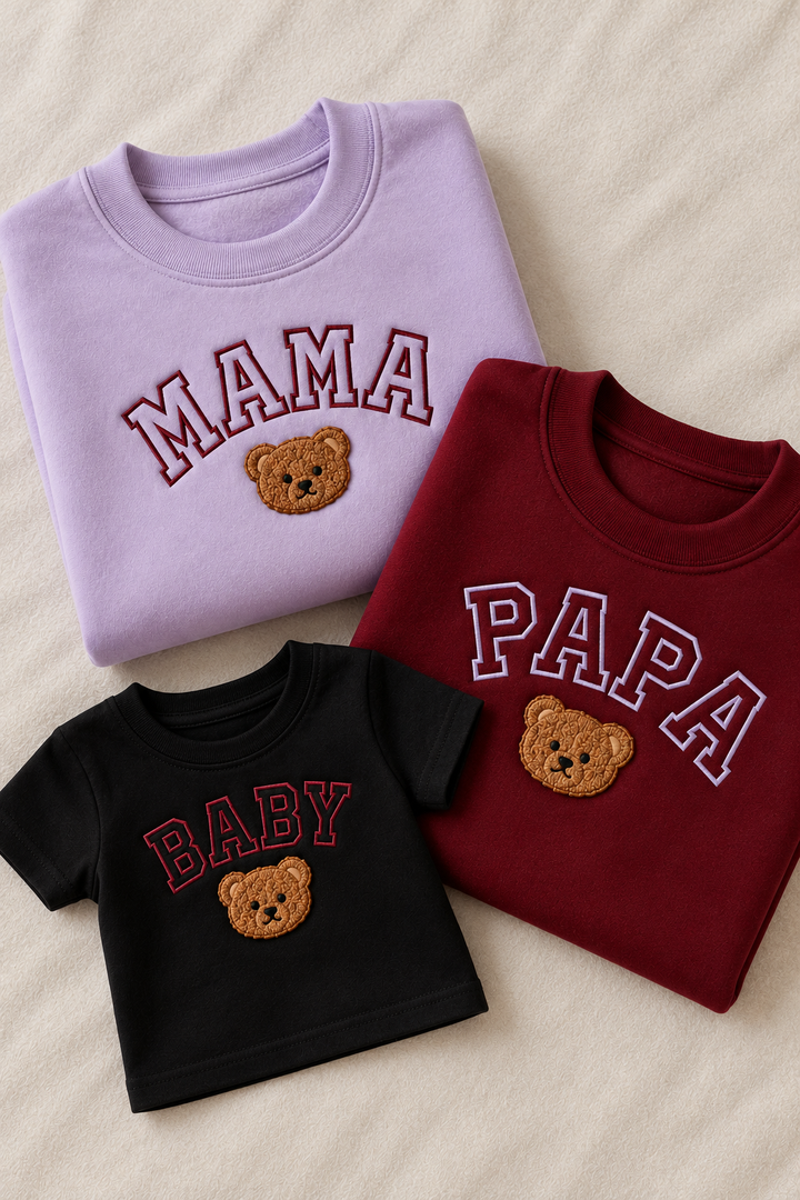Embroided Bear Couple Sweatshirts — Pack of 3