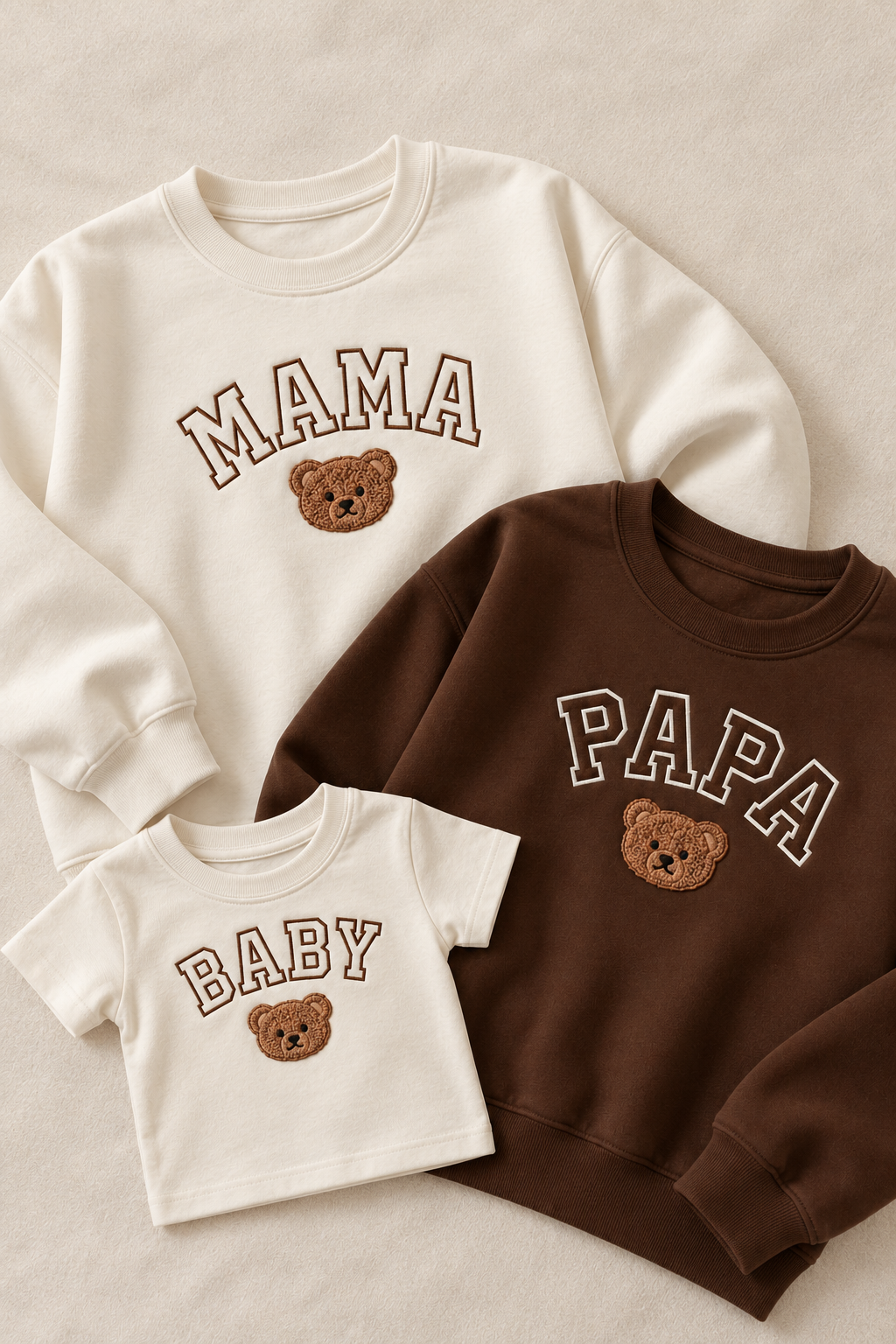 Embroided Bear Couple Sweatshirts — Pack of 3