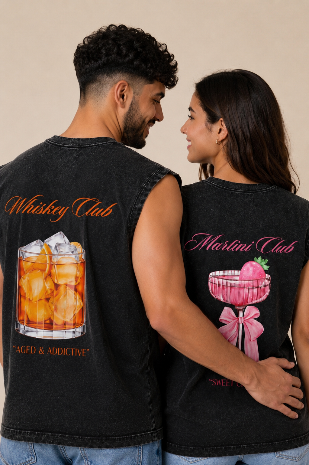 Whiskey Club Acid Wash Black Vest - Pack of 2