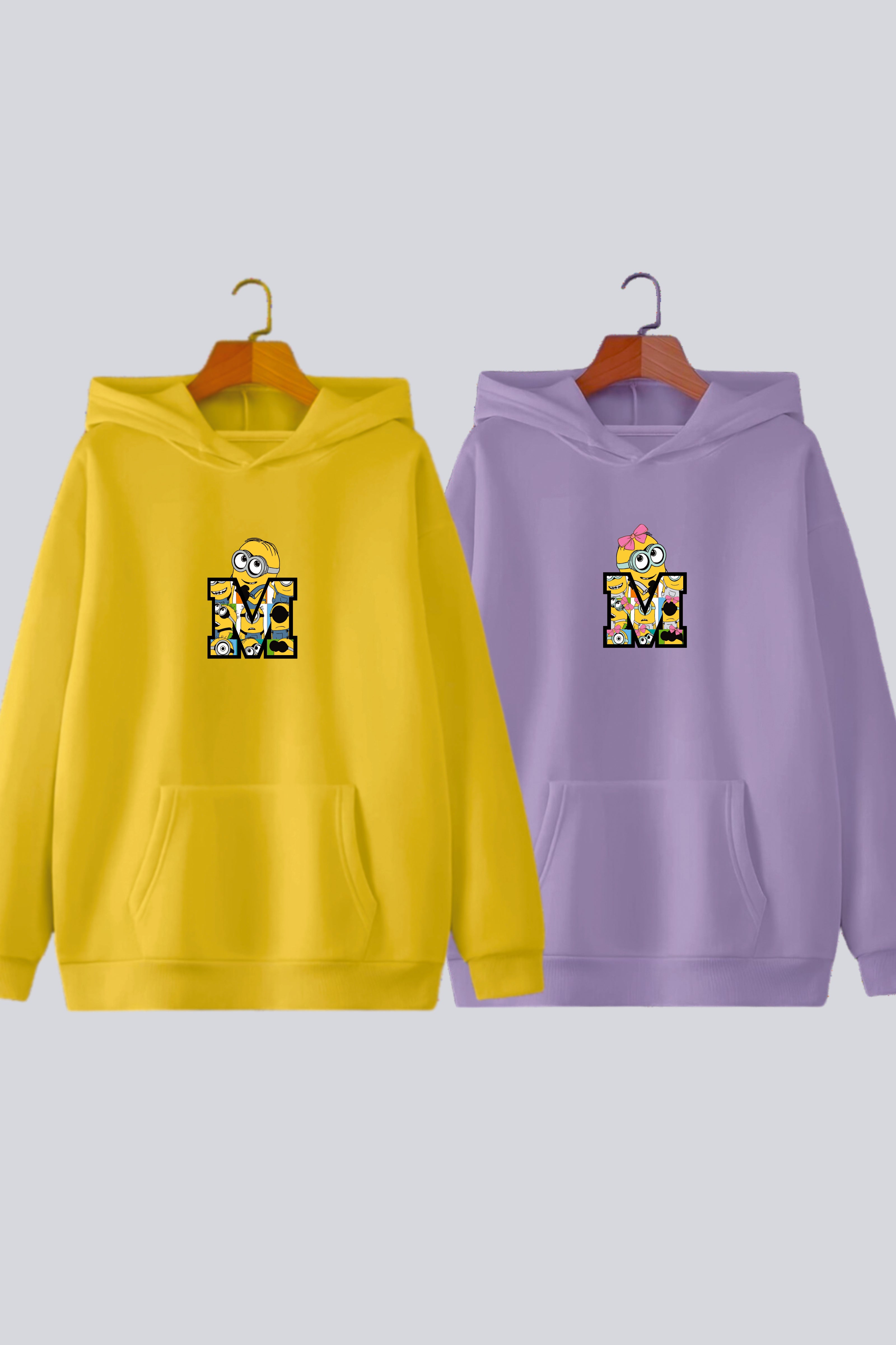 Minion Mania: Unisex Oversized Drop-Shoulder Hoodies - Pack of 2