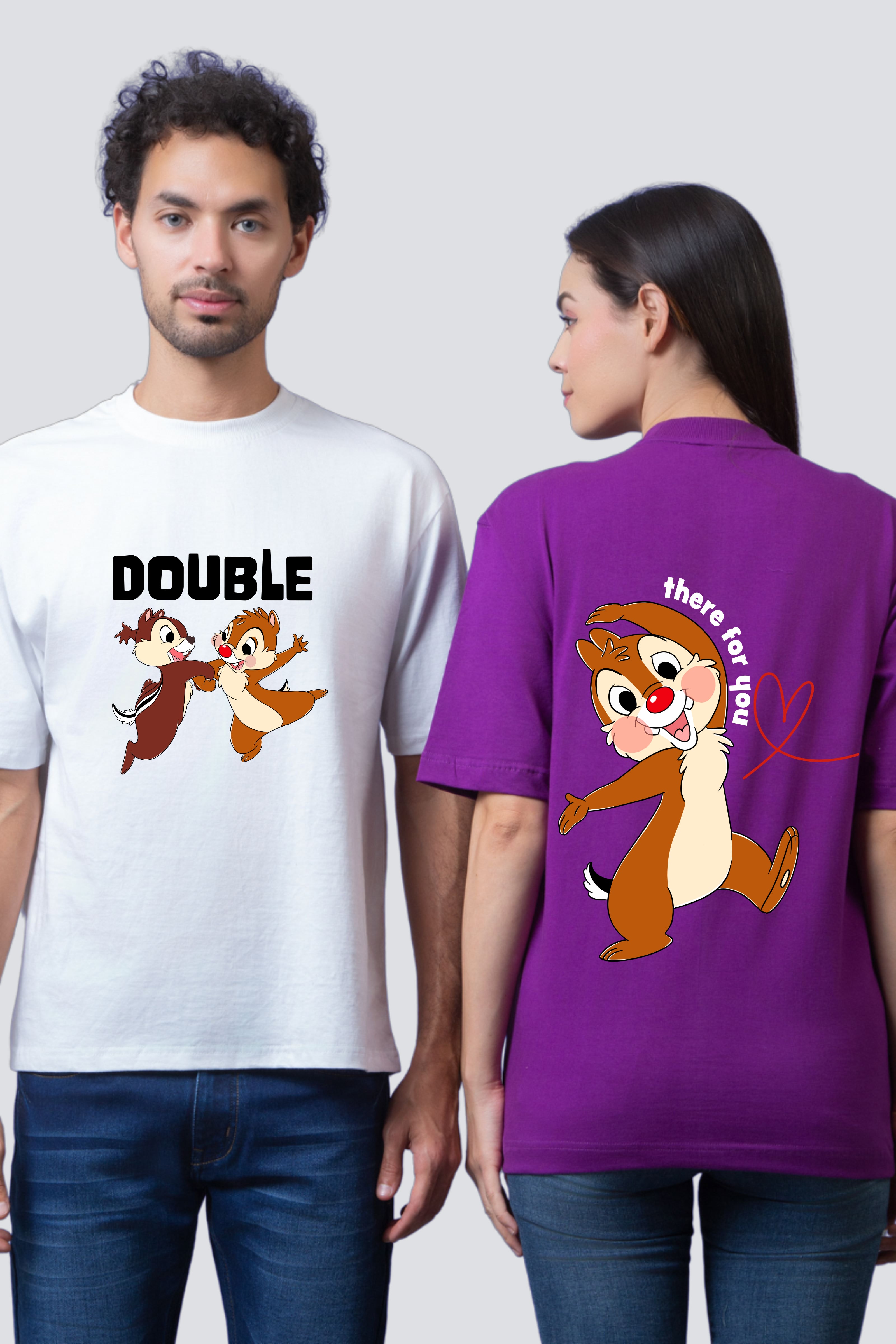 Double Trouble Chipmunk Oversized Couple Tees - Pack of 2