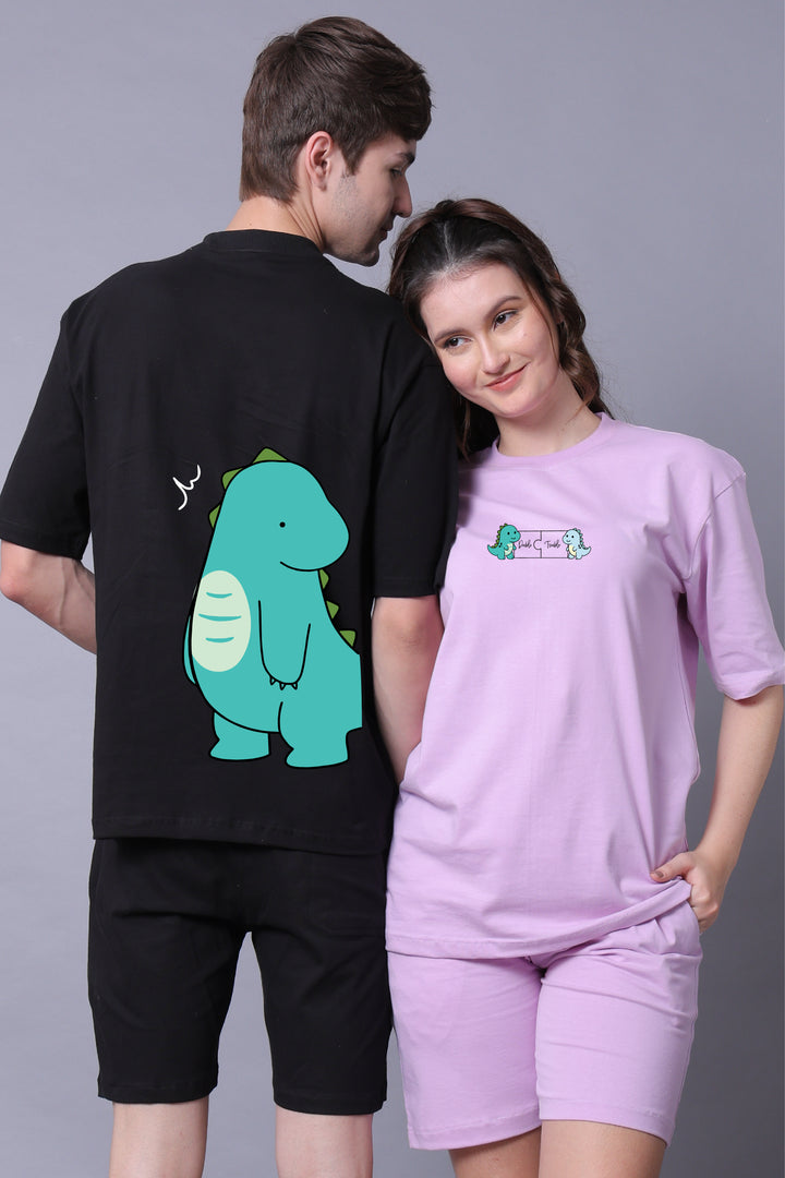 Dino Duo Couple Oversized Tees — Pack of 2
