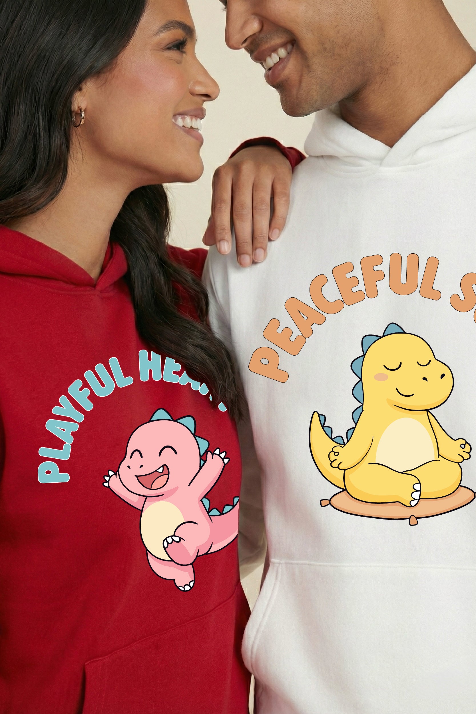 Dino Duo Peaceful Oversized Drop Shoulder Hoodies - Pack of 2