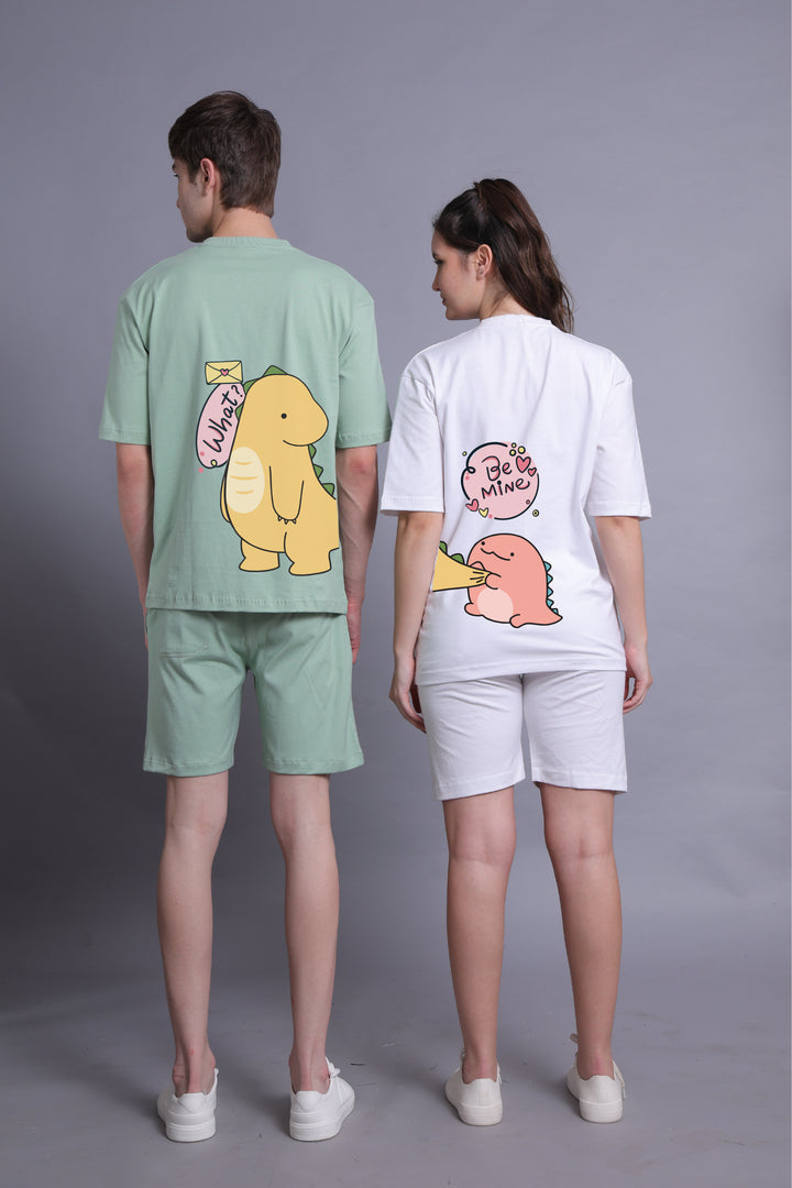 Dino Love Couple Oversized Tees — Pack of 2