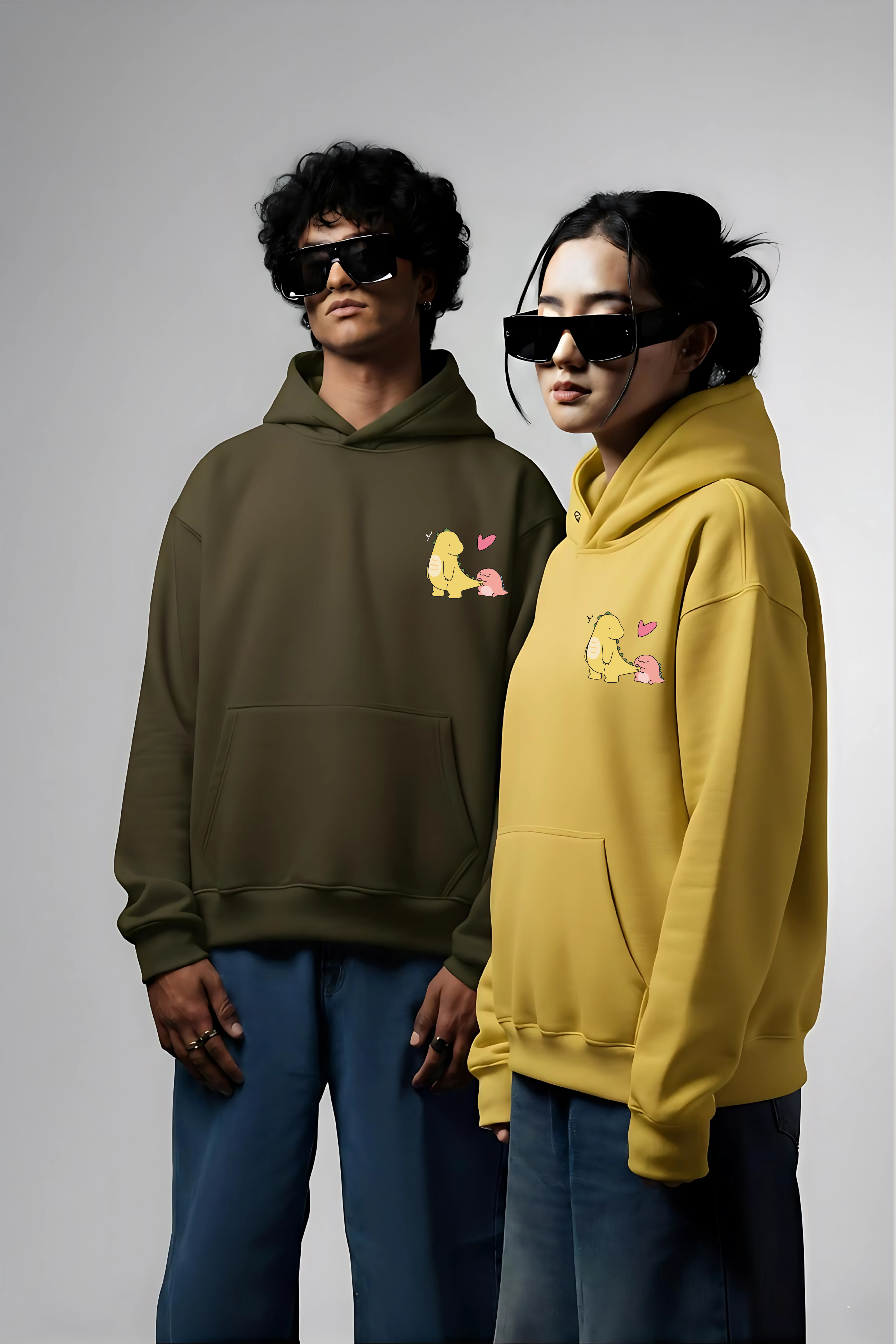 Dino Love Couple Hoodies — Pack of 2