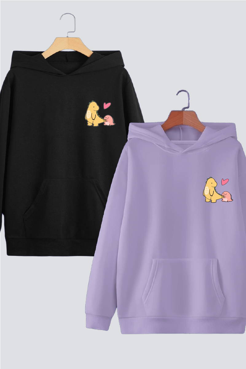 Dino Love Couple Hoodies — Pack of 2