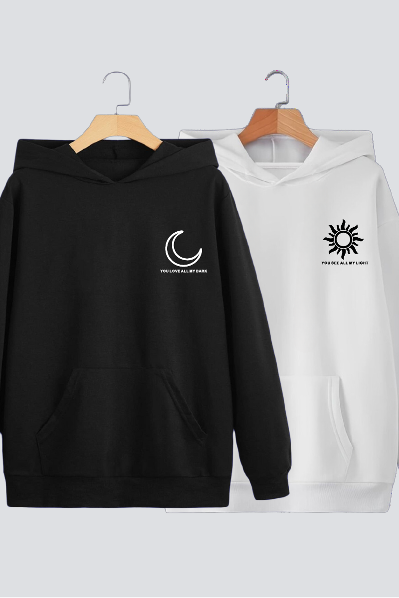 Sun Moon Couple Hoodies — Pack of 2