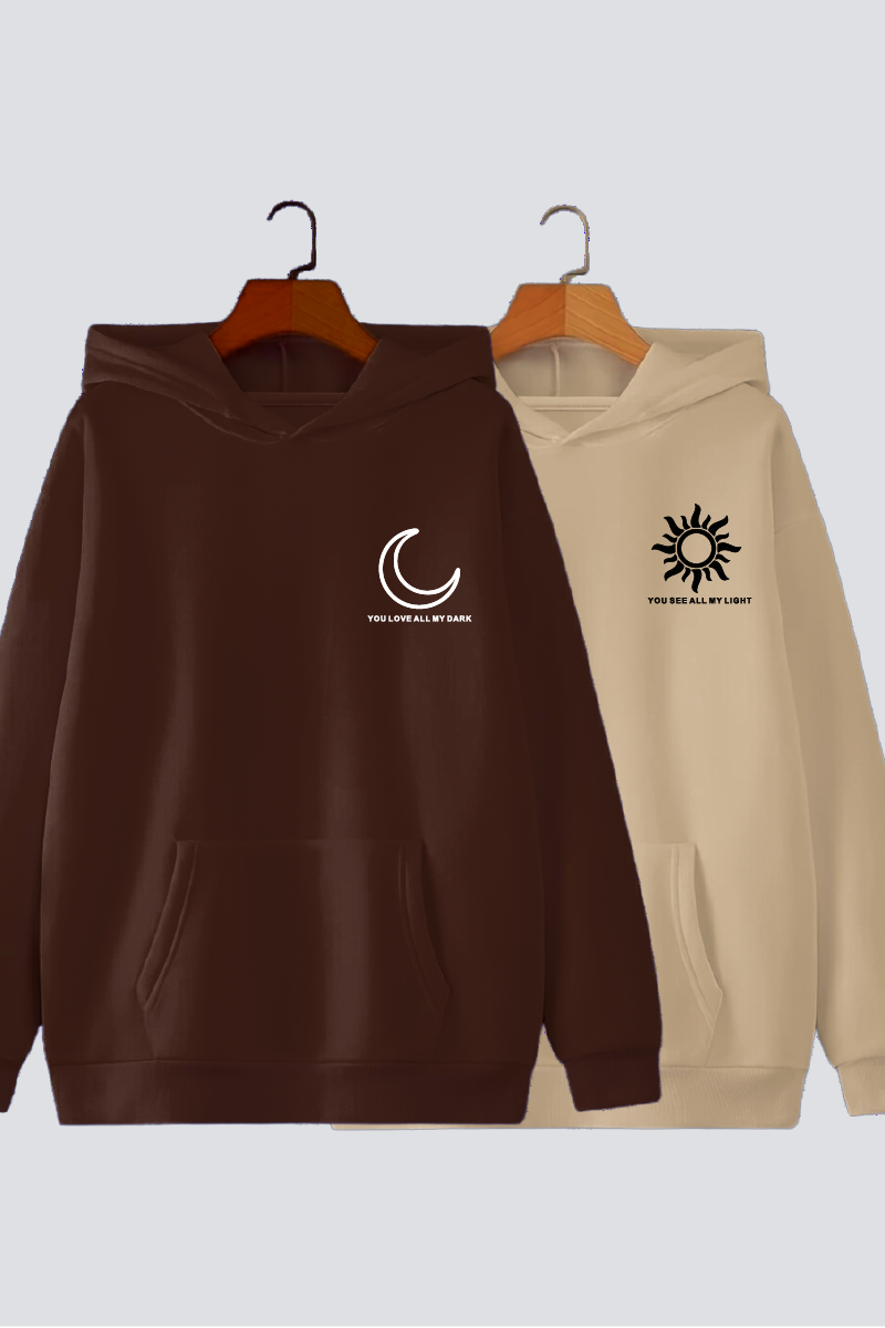 Sun Moon Couple Hoodies — Pack of 2