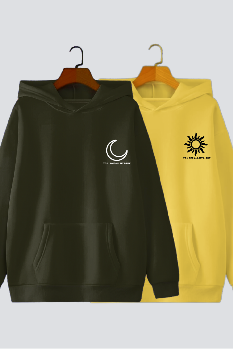 Sun Moon Couple Hoodies — Pack of 2