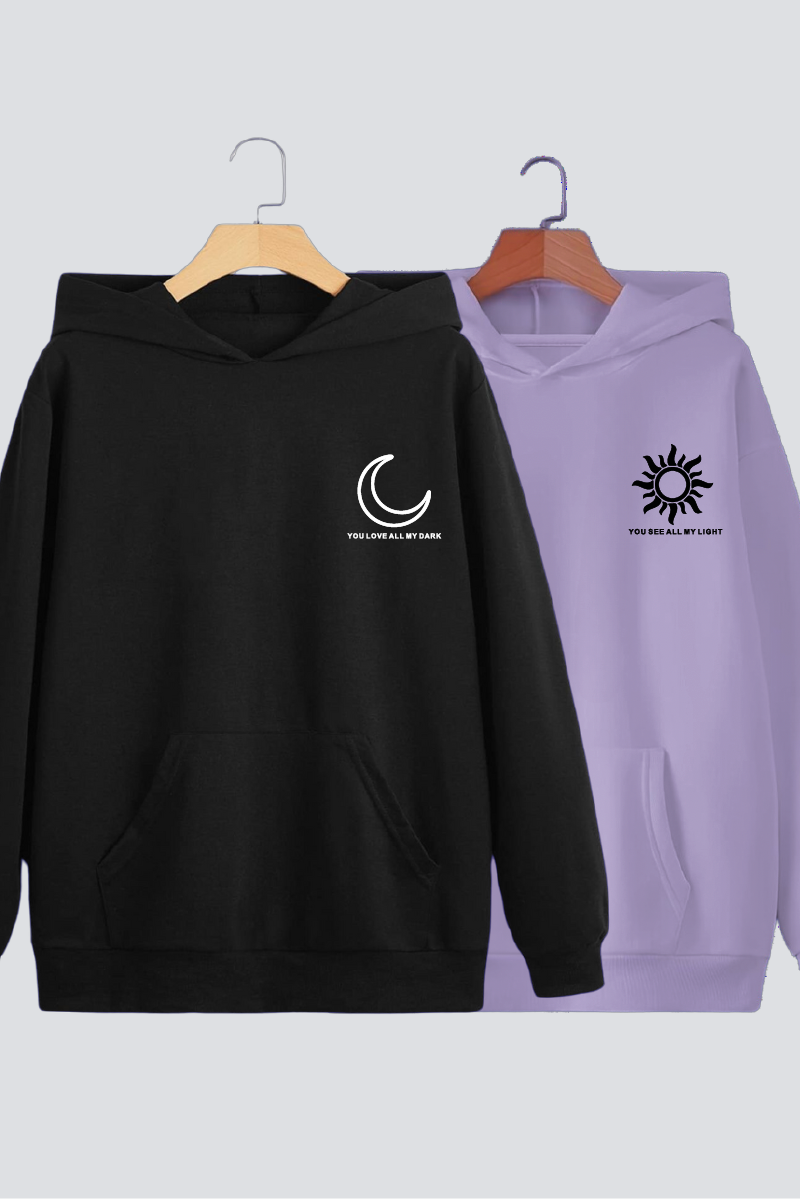 Sun Moon Couple Hoodies — Pack of 2