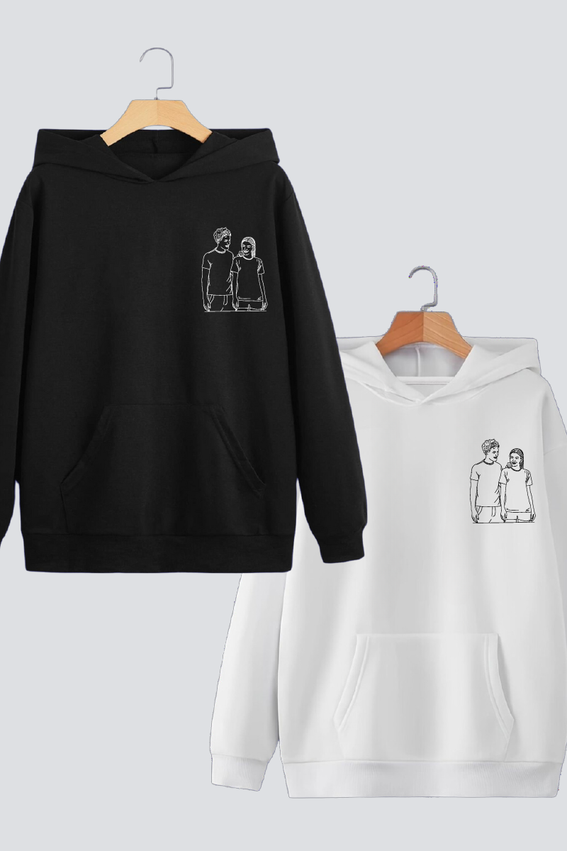 Customised Line Art Couple Hoodies — Pack of 2