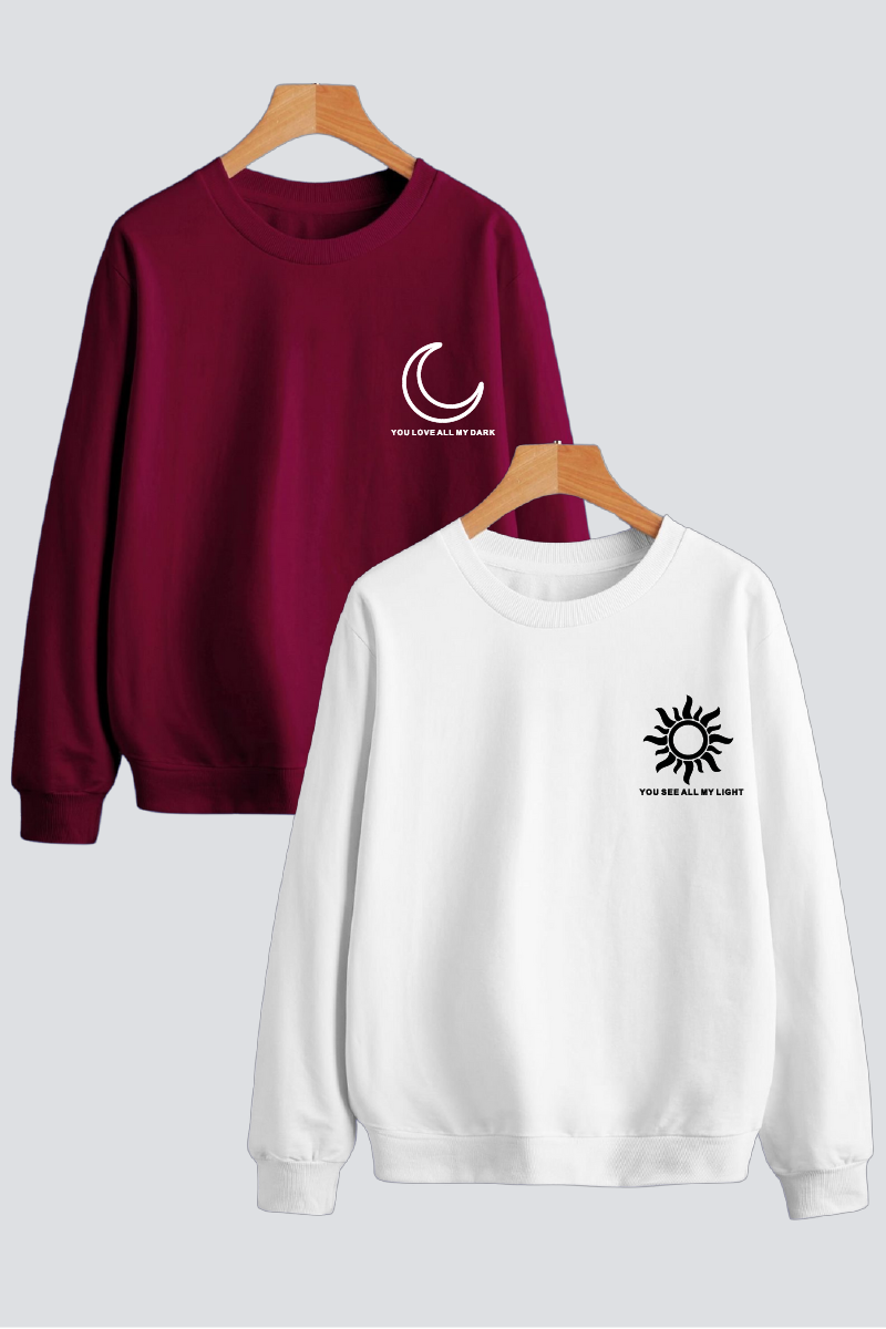 Sun Moon Couple Sweatshirts — Pack of 2