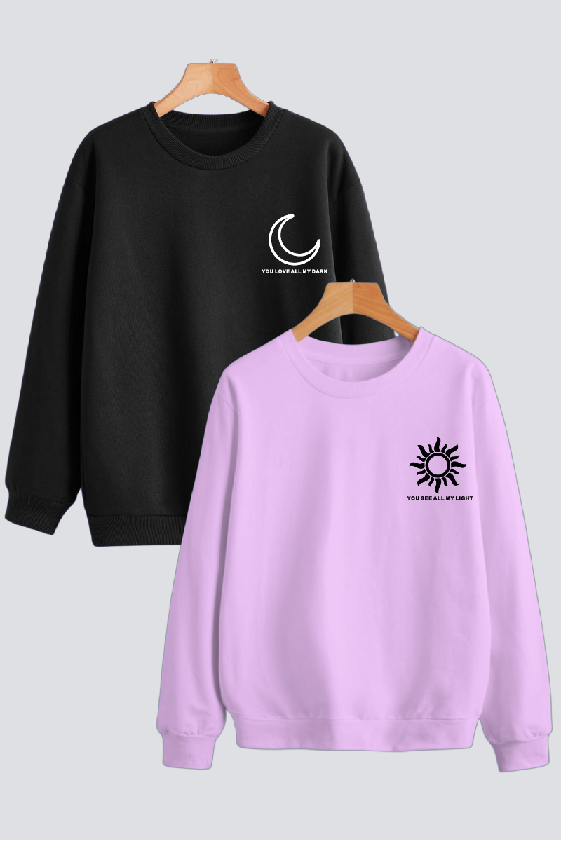 Sun Moon Couple Sweatshirts — Pack of 2