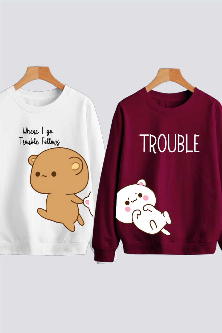 Trouble Duo Couple Sweatshirts — Pack of 2