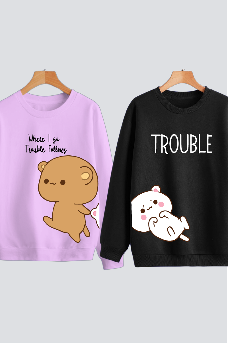 Trouble Duo Couple Sweatshirts — Pack of 2