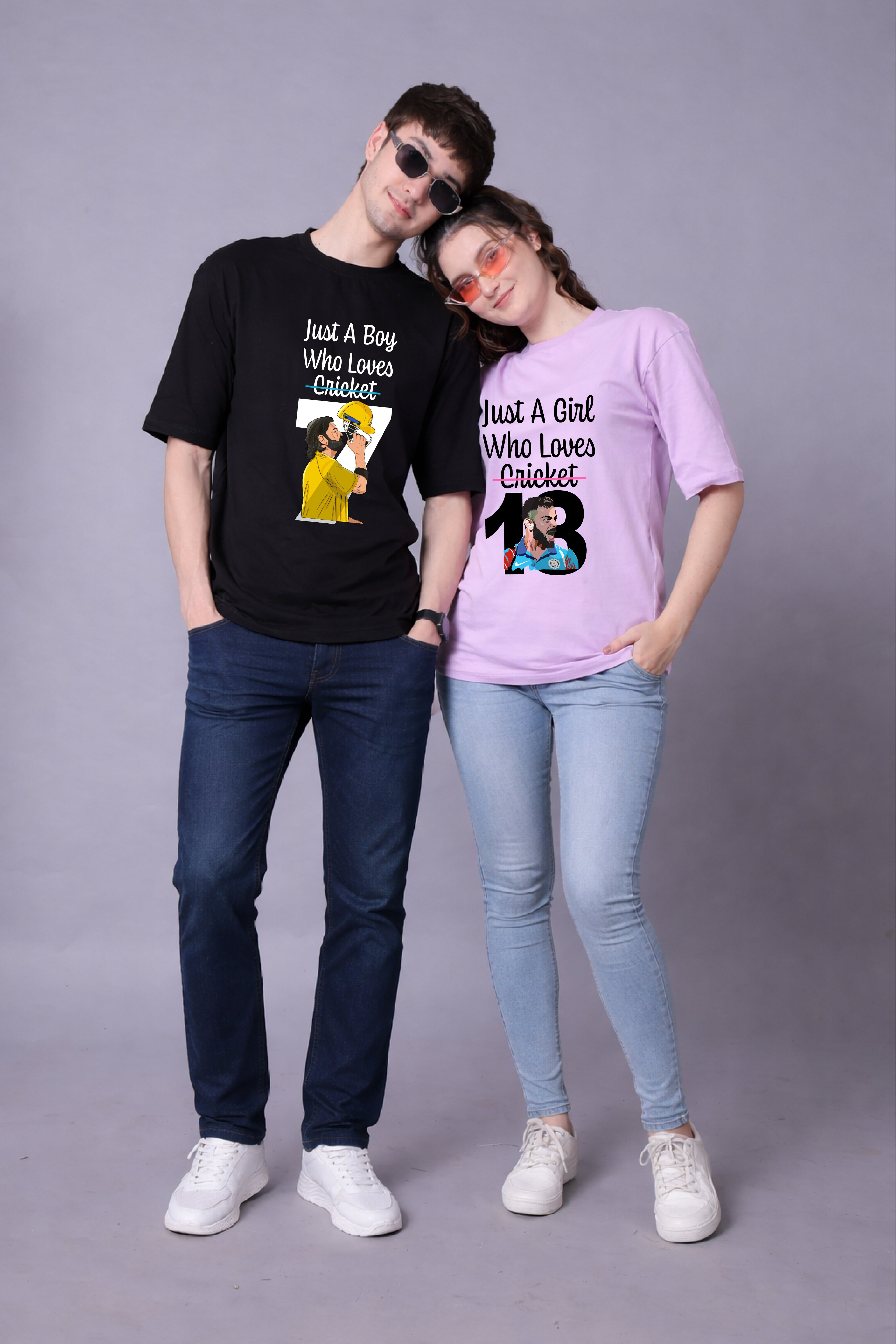 IPL Fan Oversized Couple Tees – 7 & 18 Edition - Pack of 2
