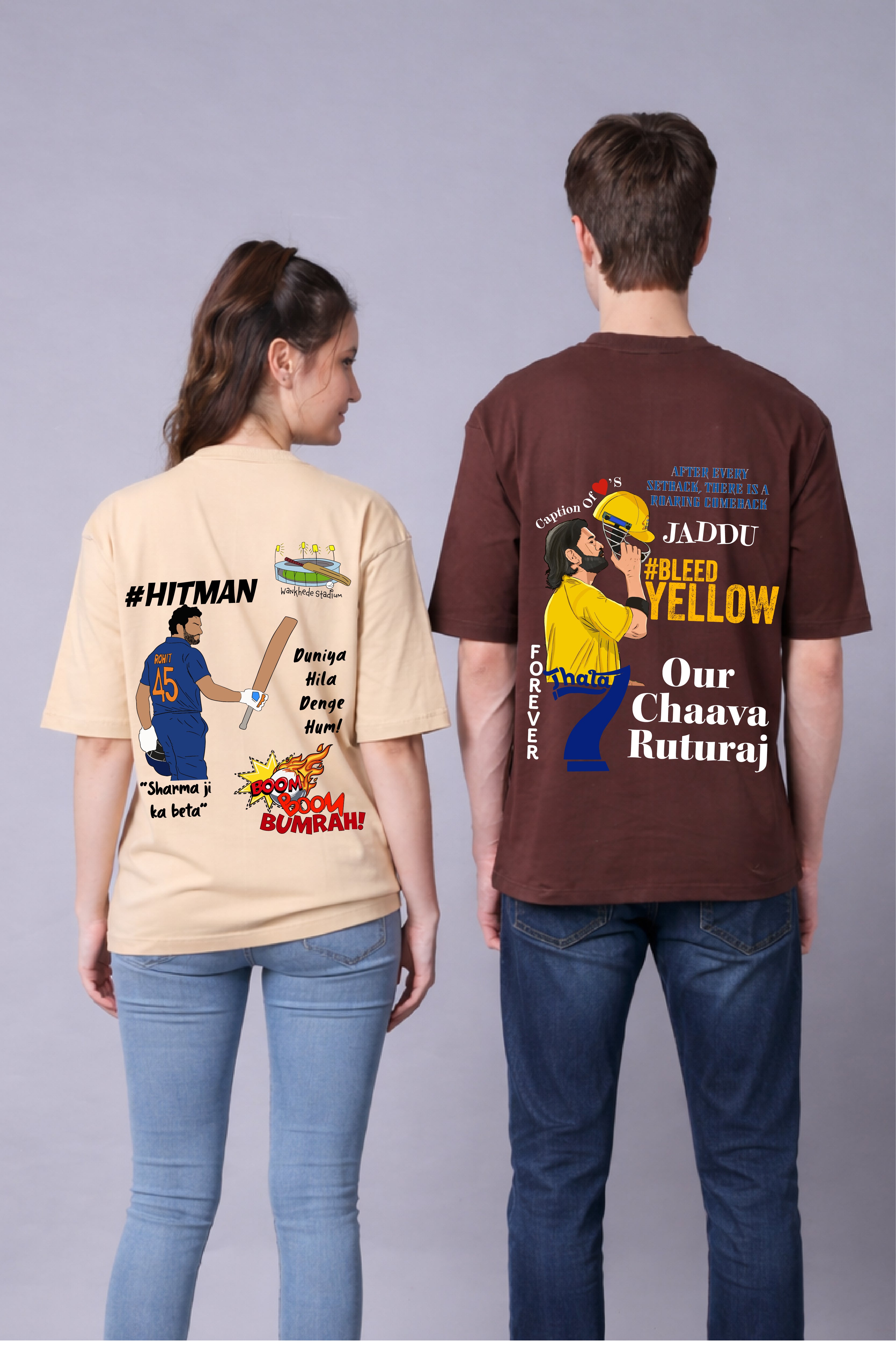 IPL Legends Couple Oversized Tees - Pack of 2