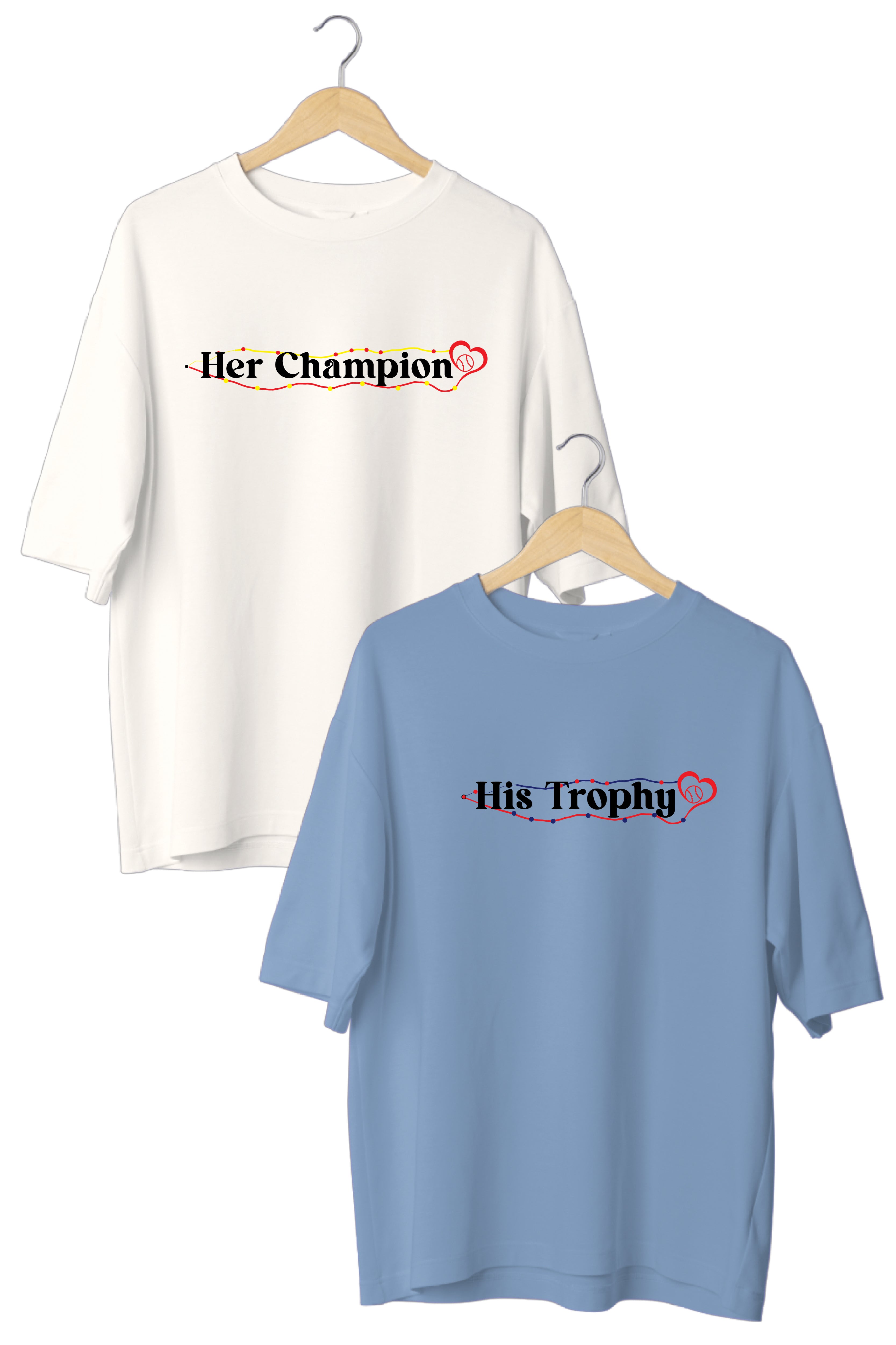 Her Champion & His Trophy Couple T-Shirts - Pack of 2