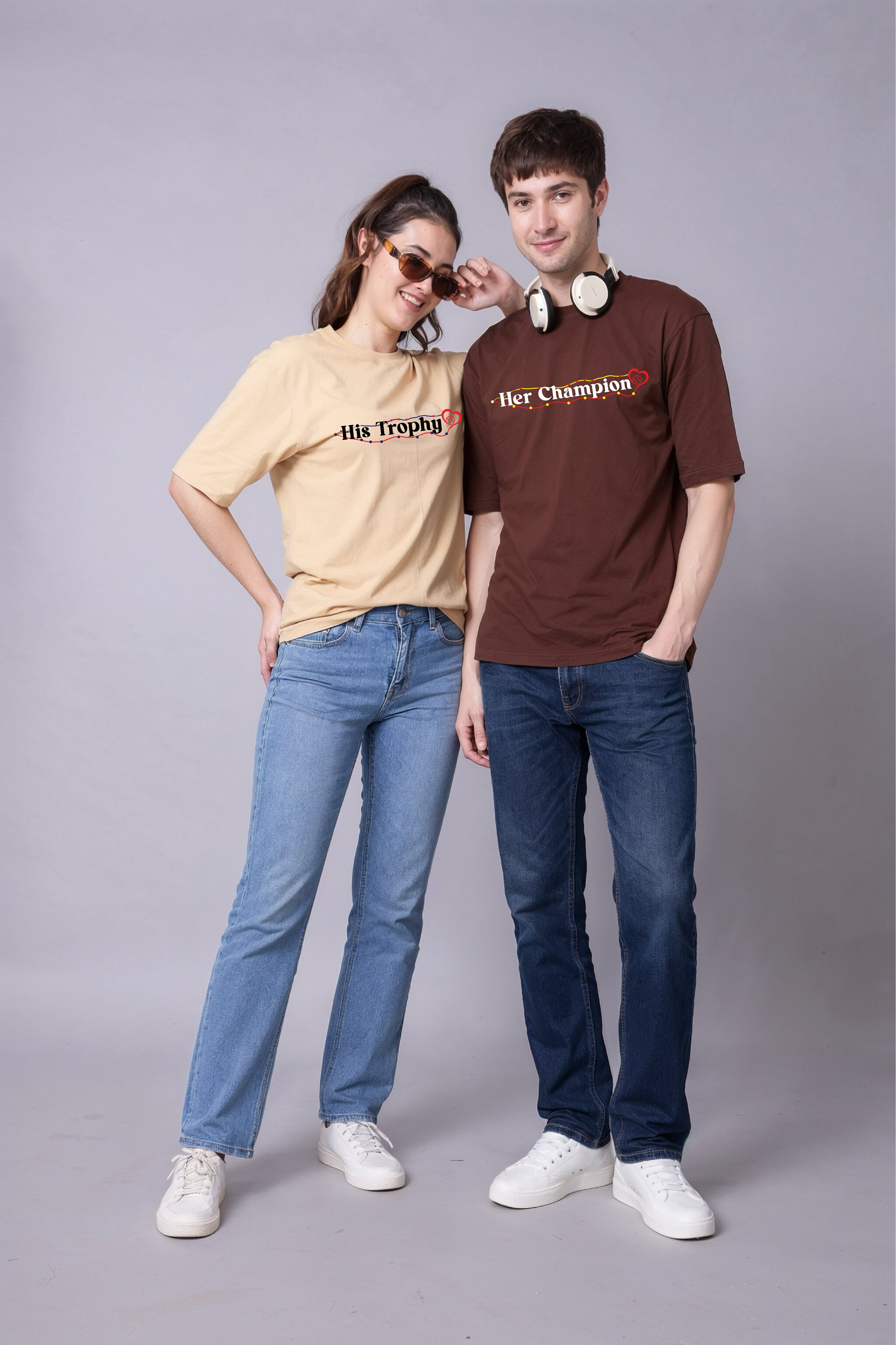 Her Champion & His Trophy Couple T-Shirts - Pack of 2
