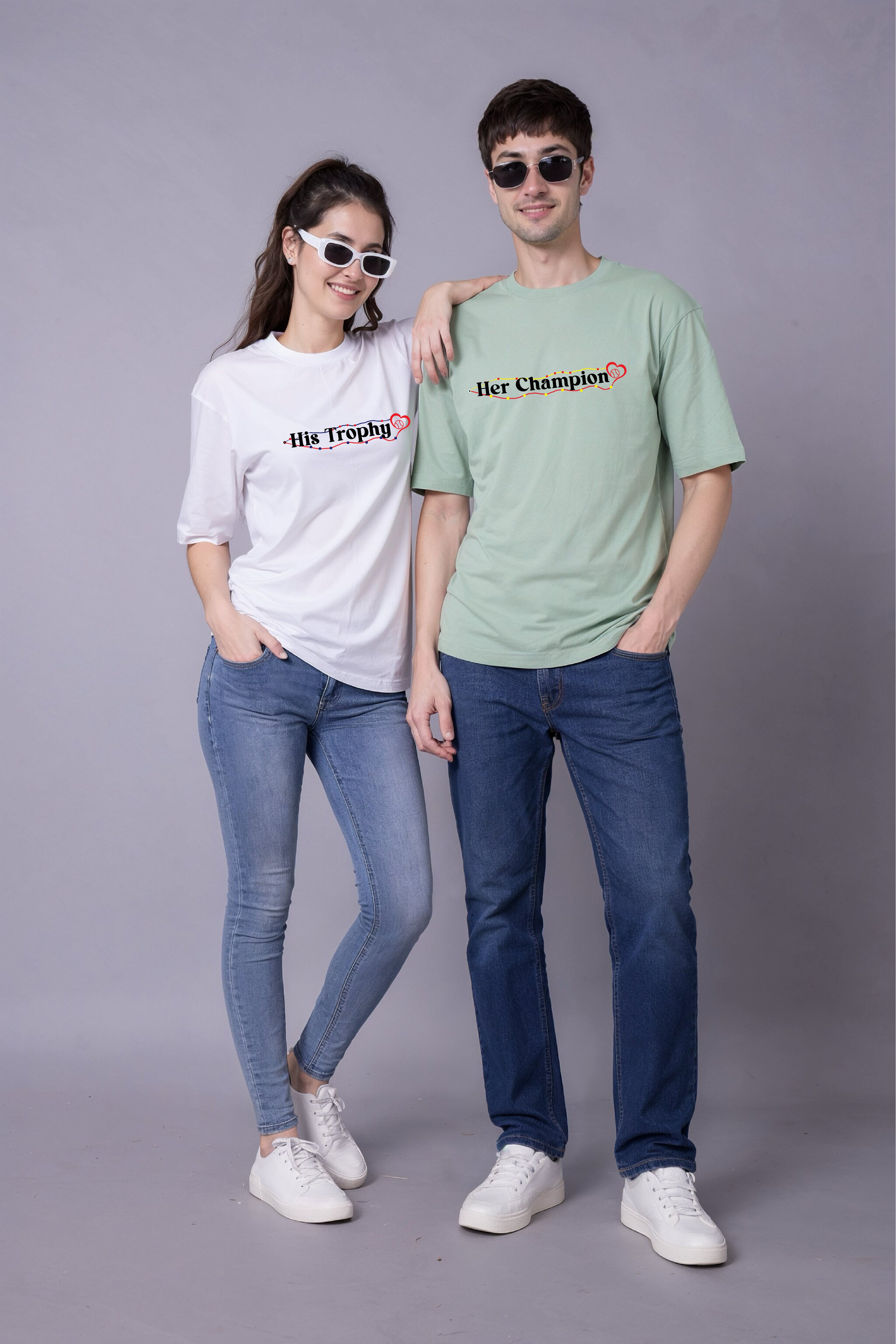 Her Champion & His Trophy Couple T-Shirts - Pack of 2