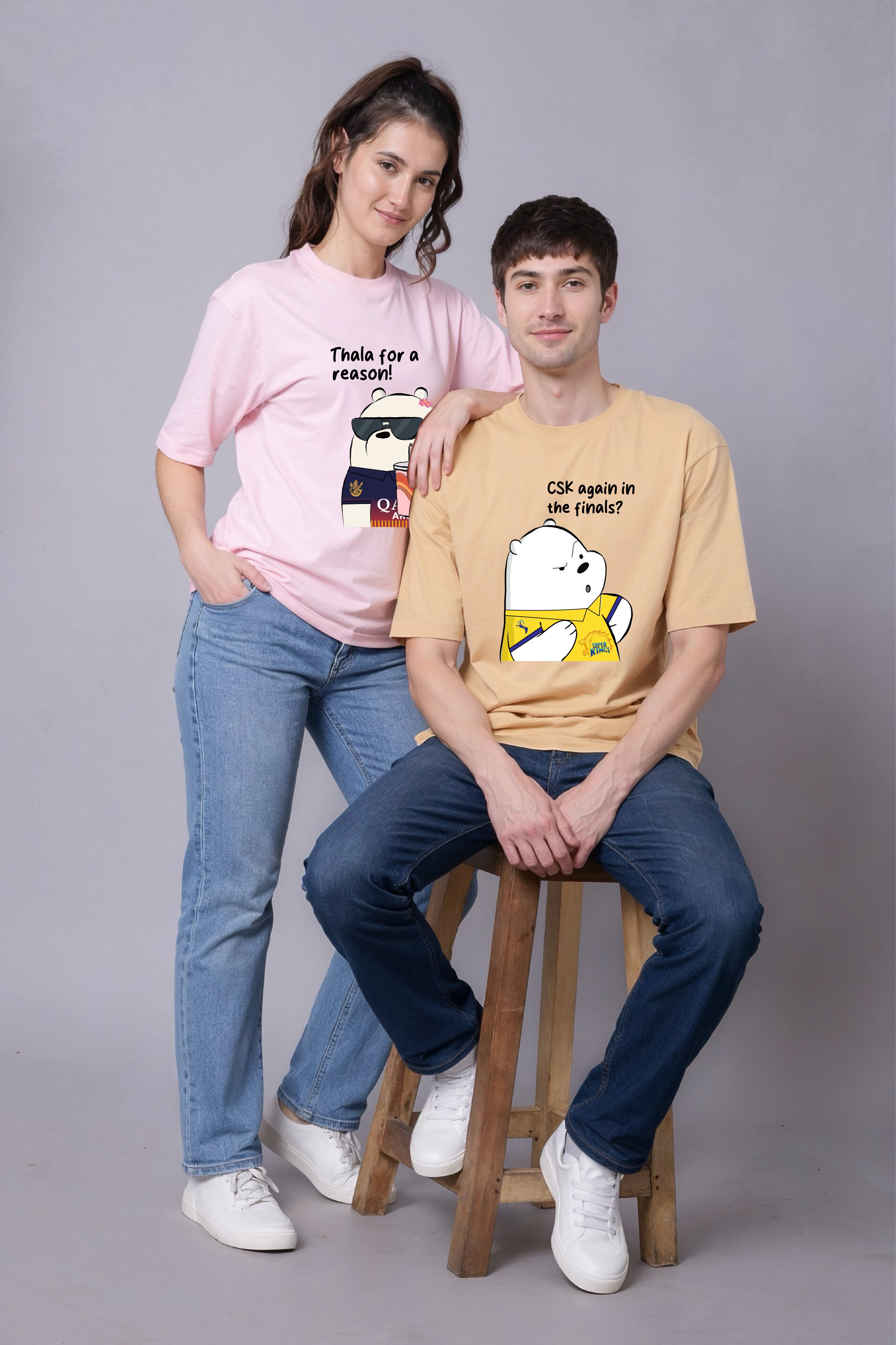 CSK vs RCB IPL Couple Oversized T-Shirts - Pack of 2