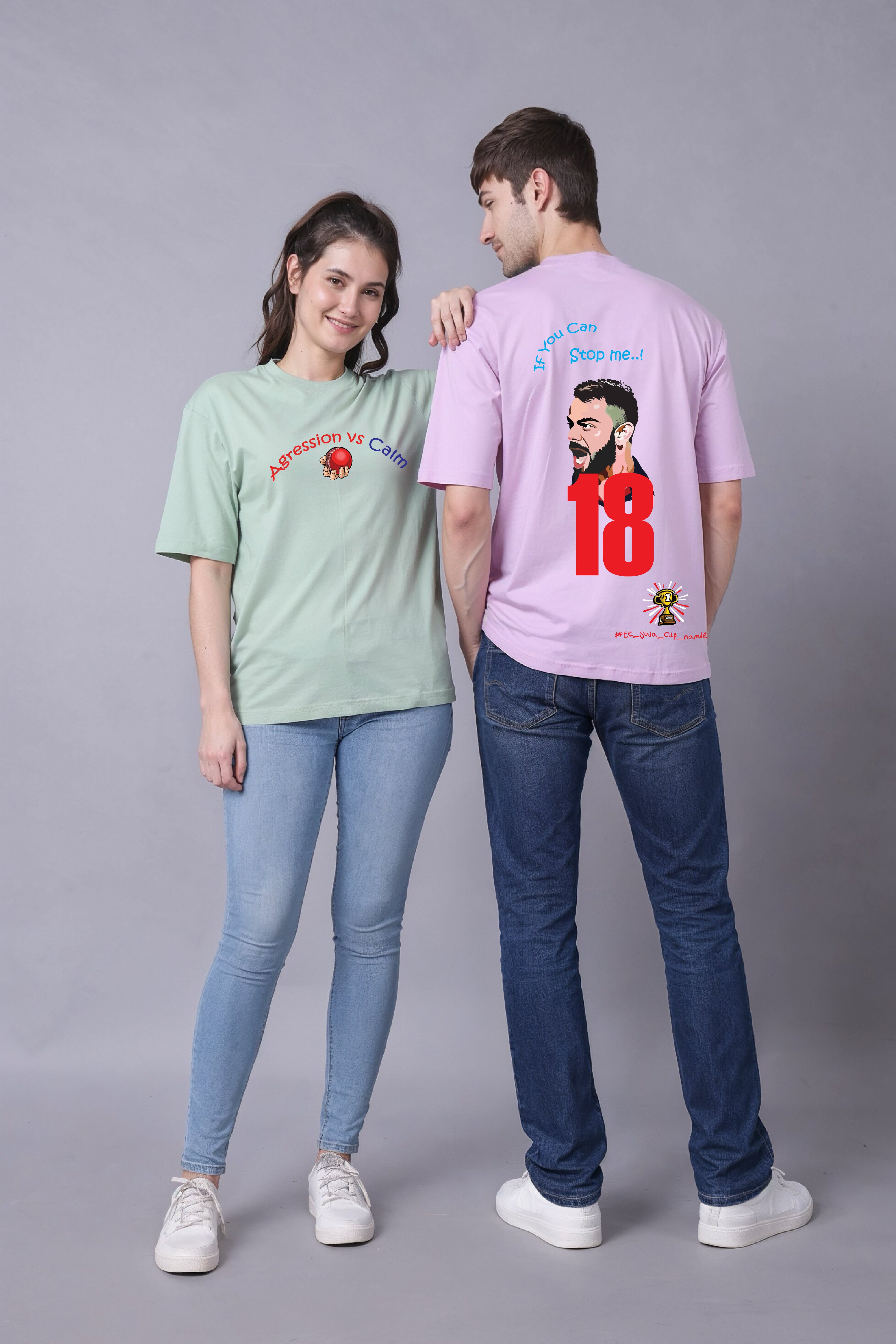 Legendary 18 & 07 IPL Couple Oversized Tees - Pack of 2