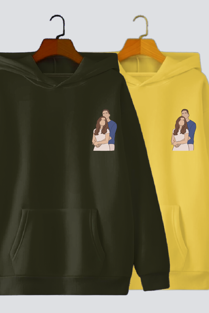 Customised Illustration Couple Hoodies — Pack of 2