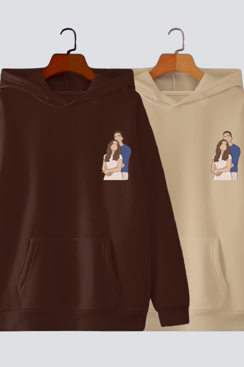Customised Illustration Couple Hoodies — Pack of 2