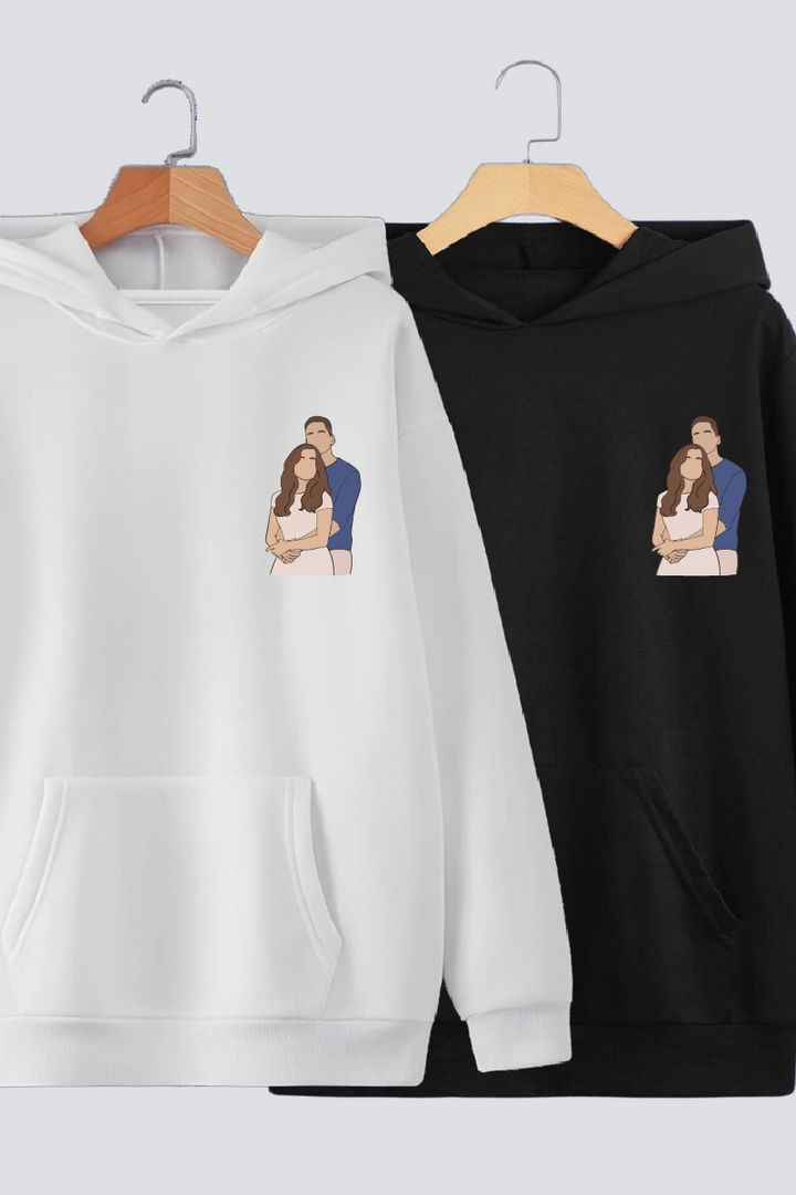 Customised Illustration Couple Hoodies — Pack of 2