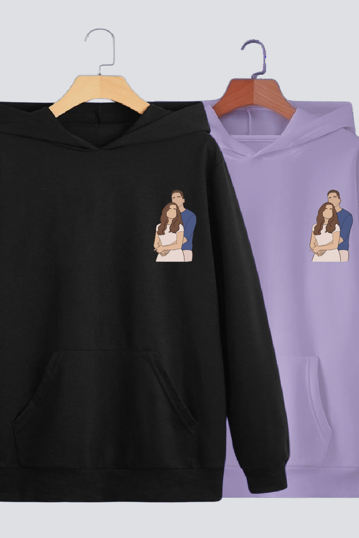 Customised Illustration Couple Hoodies — Pack of 2