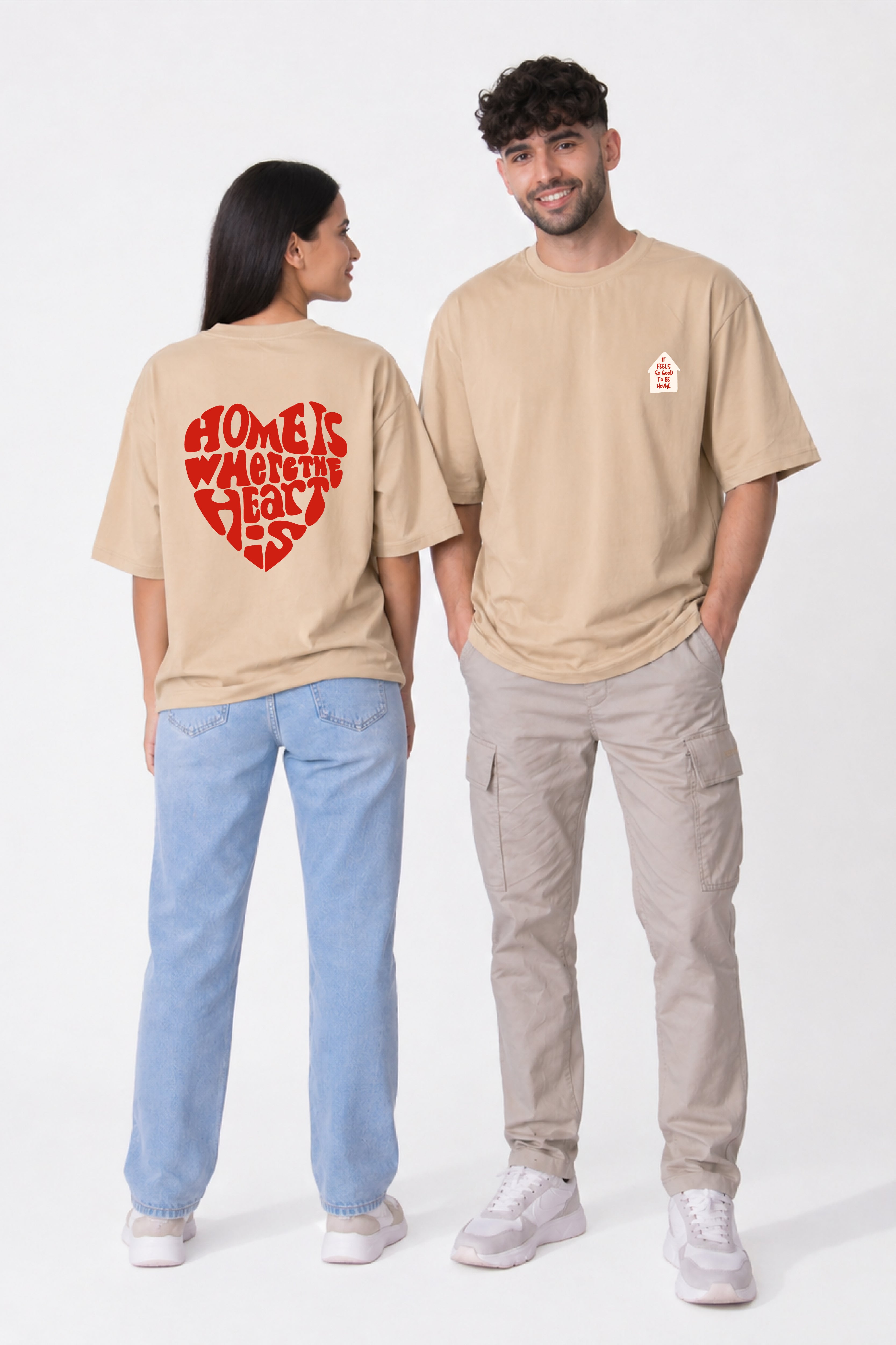 Heart Home Oversized Couple T-Shirts (Pack of 2)