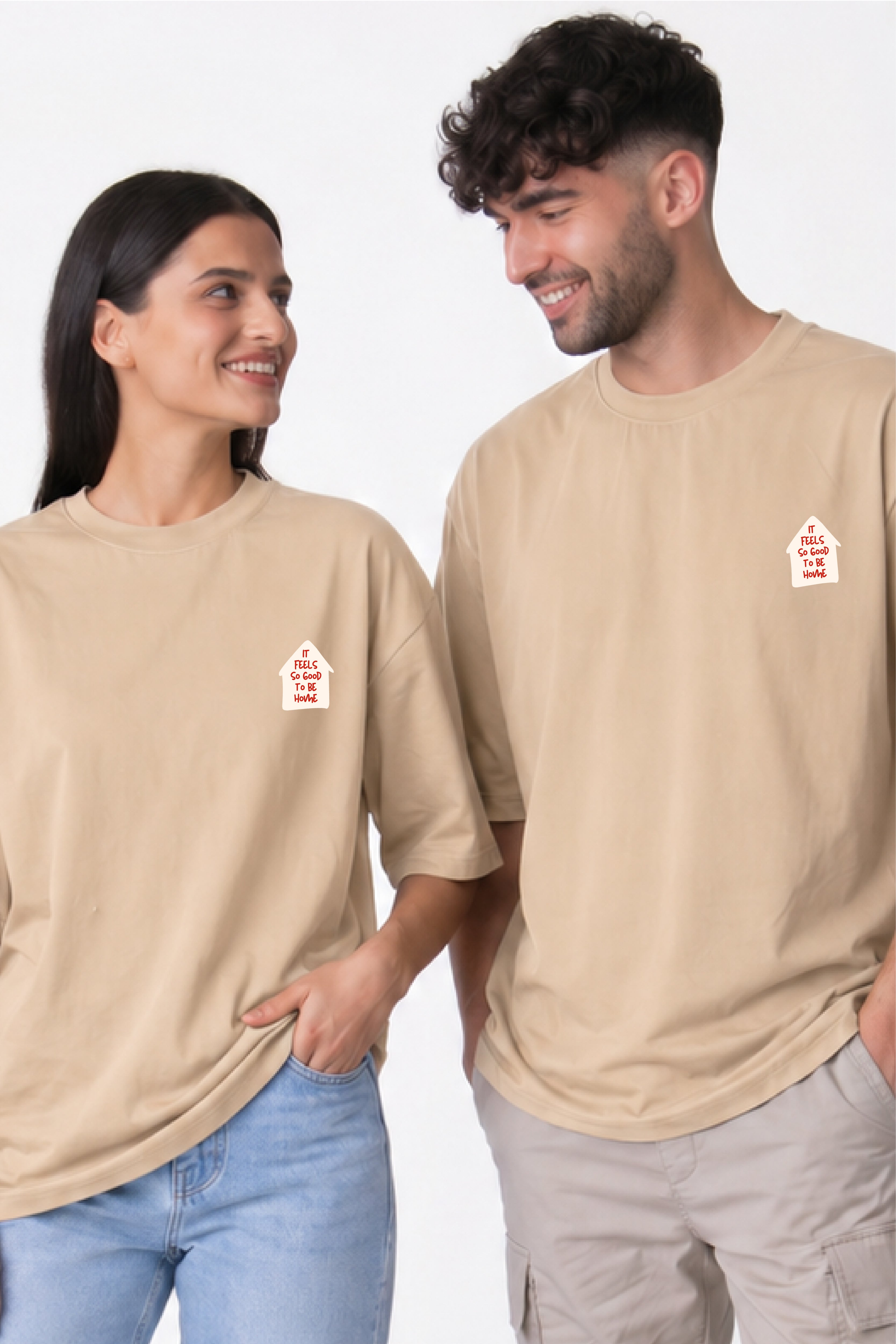 Heart Home Oversized Couple T-Shirts (Pack of 2)