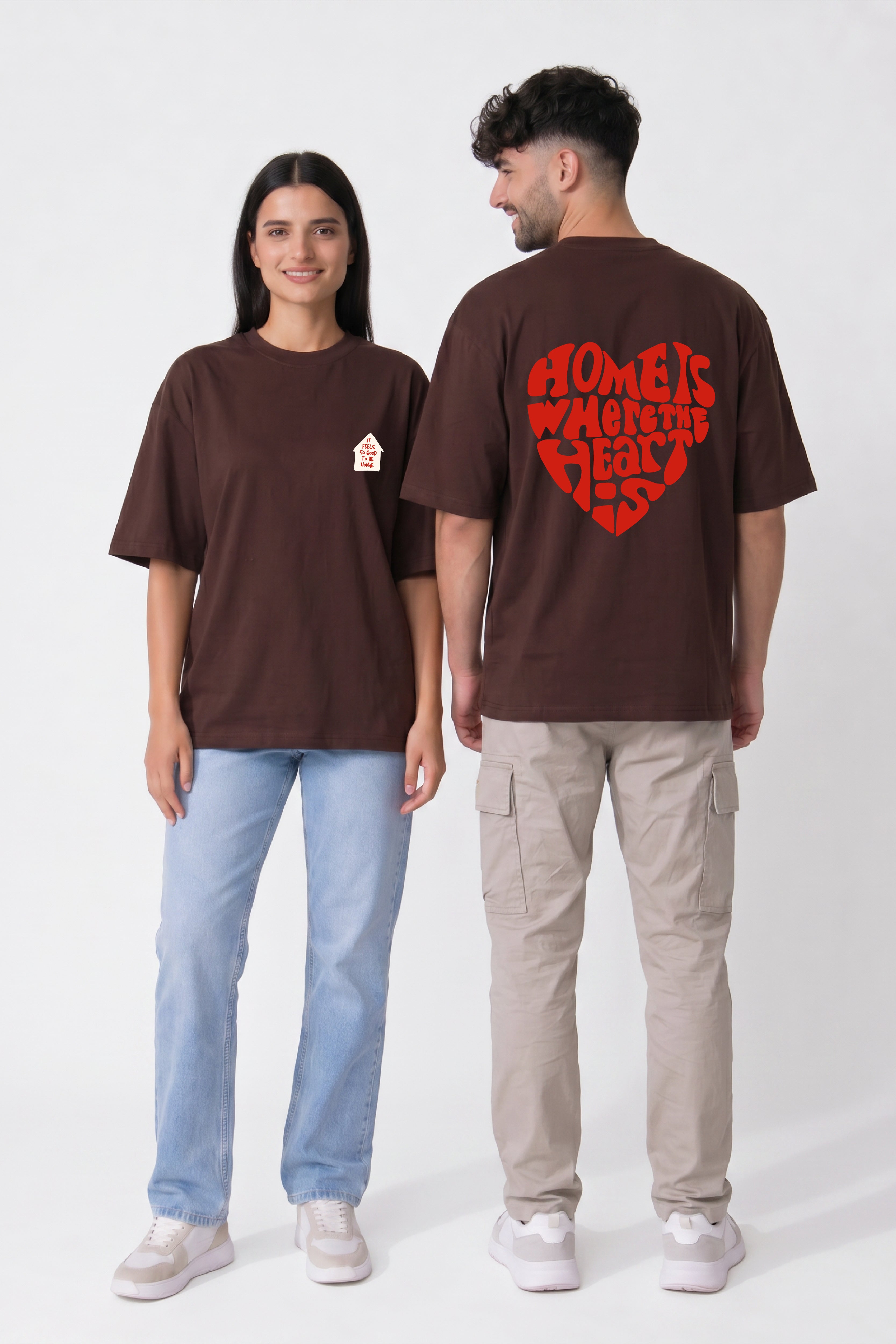 Heart Home Oversized Couple T-Shirts (Pack of 2)