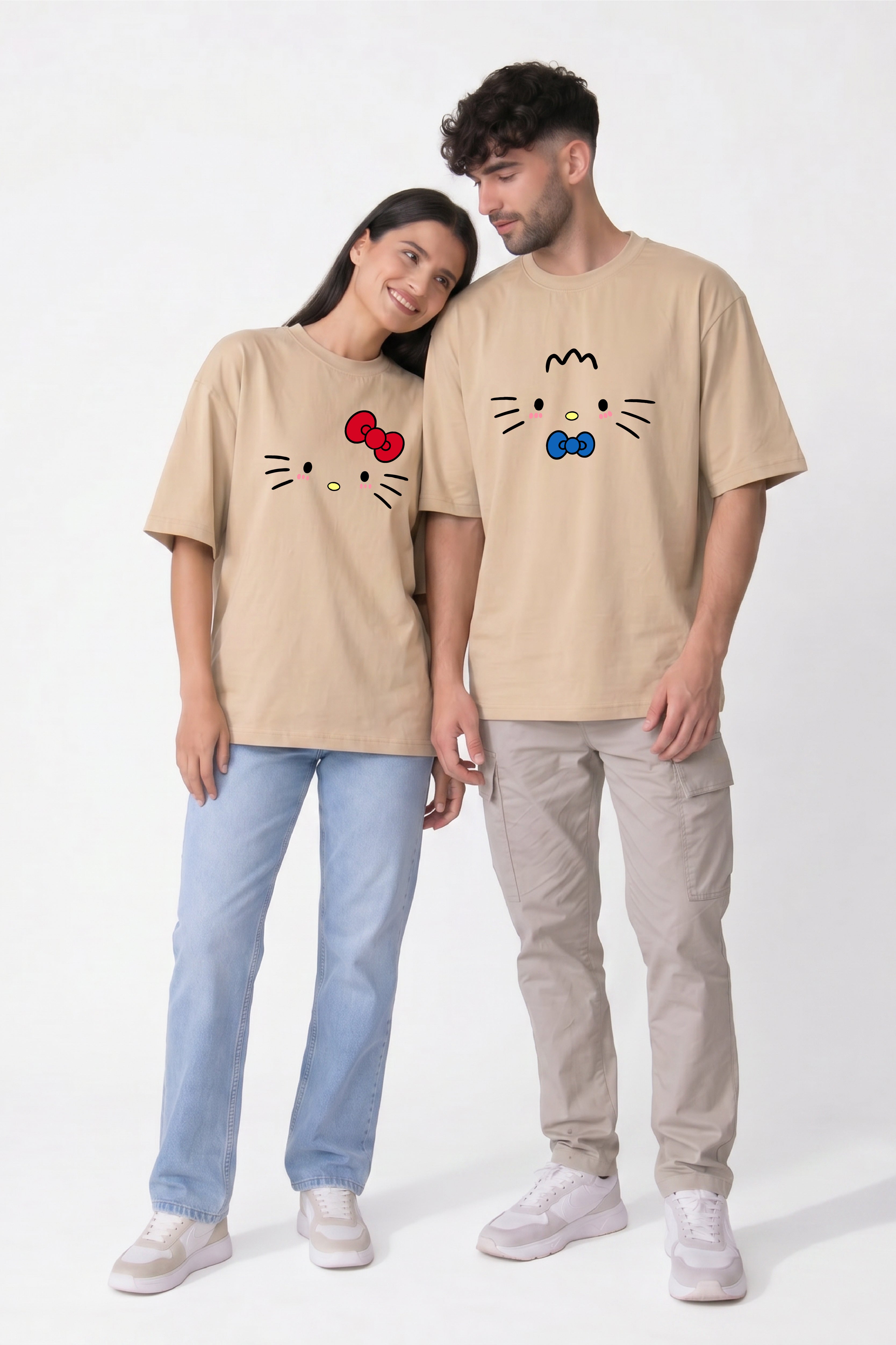 Kitty Oversized Couple T-Shirts (Pack of 2)