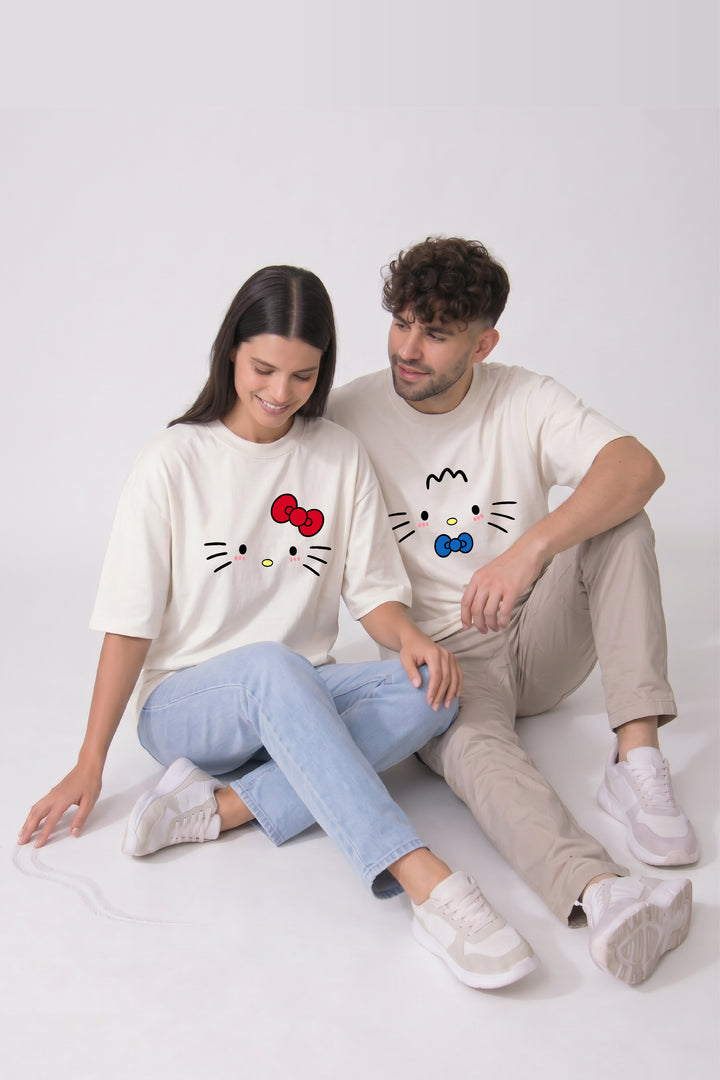 Kitty Oversized Couple T-Shirts (Pack of 2)