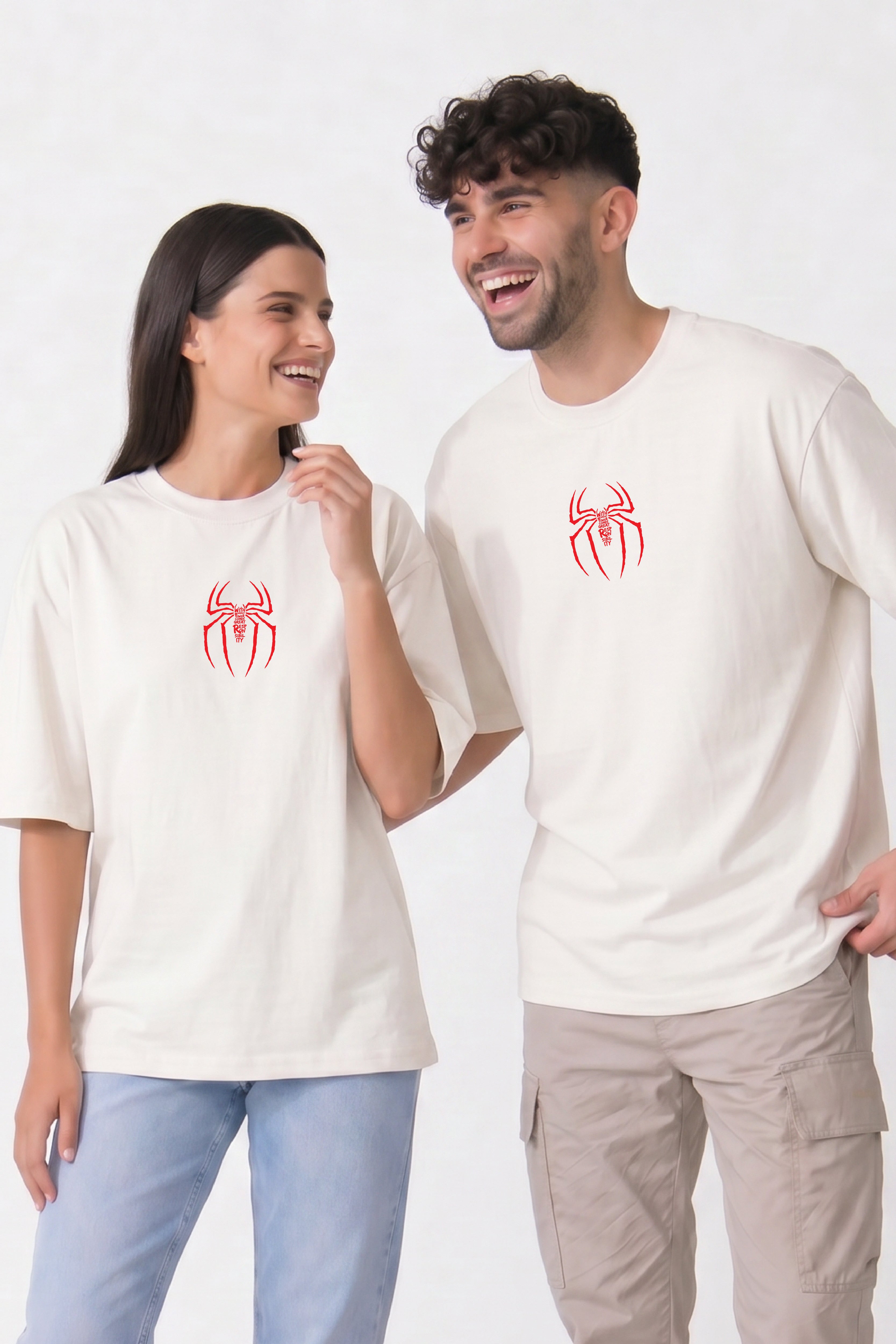 Spider Duo Oversized Couple T-Shirts (Pack of 2)