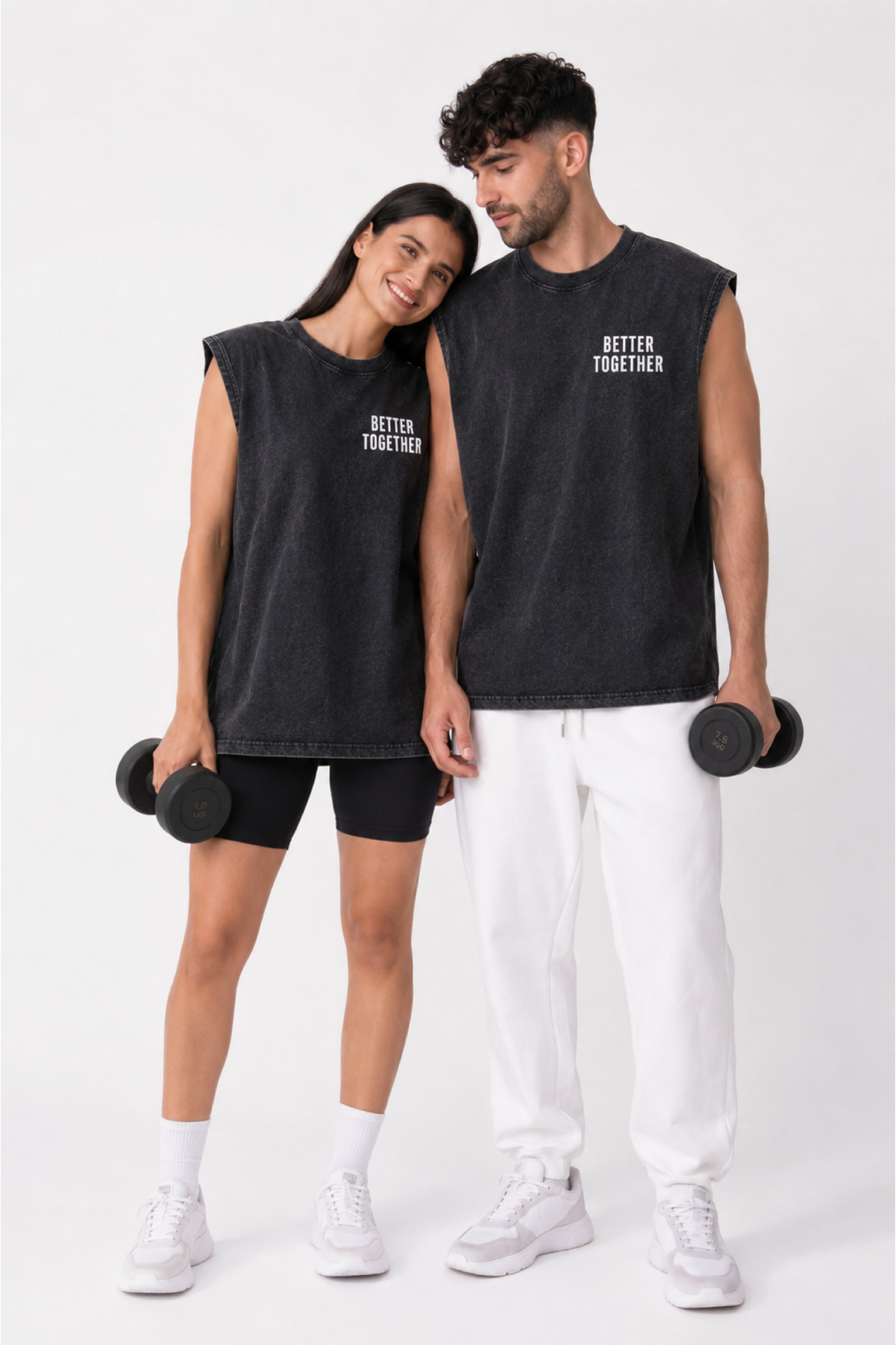 Better Together Acid Wash Black Vest - Pack of 2