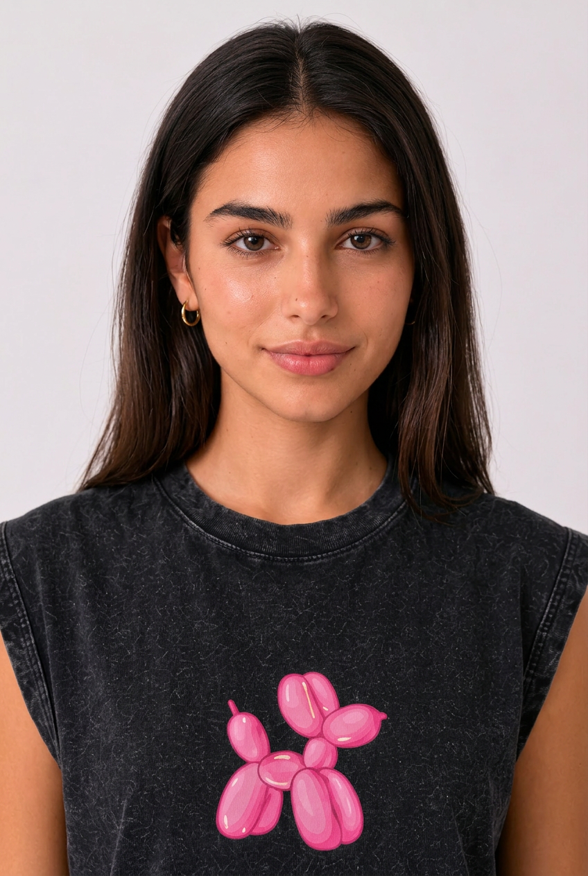 Balloon Dog Acid Wash Black Vest