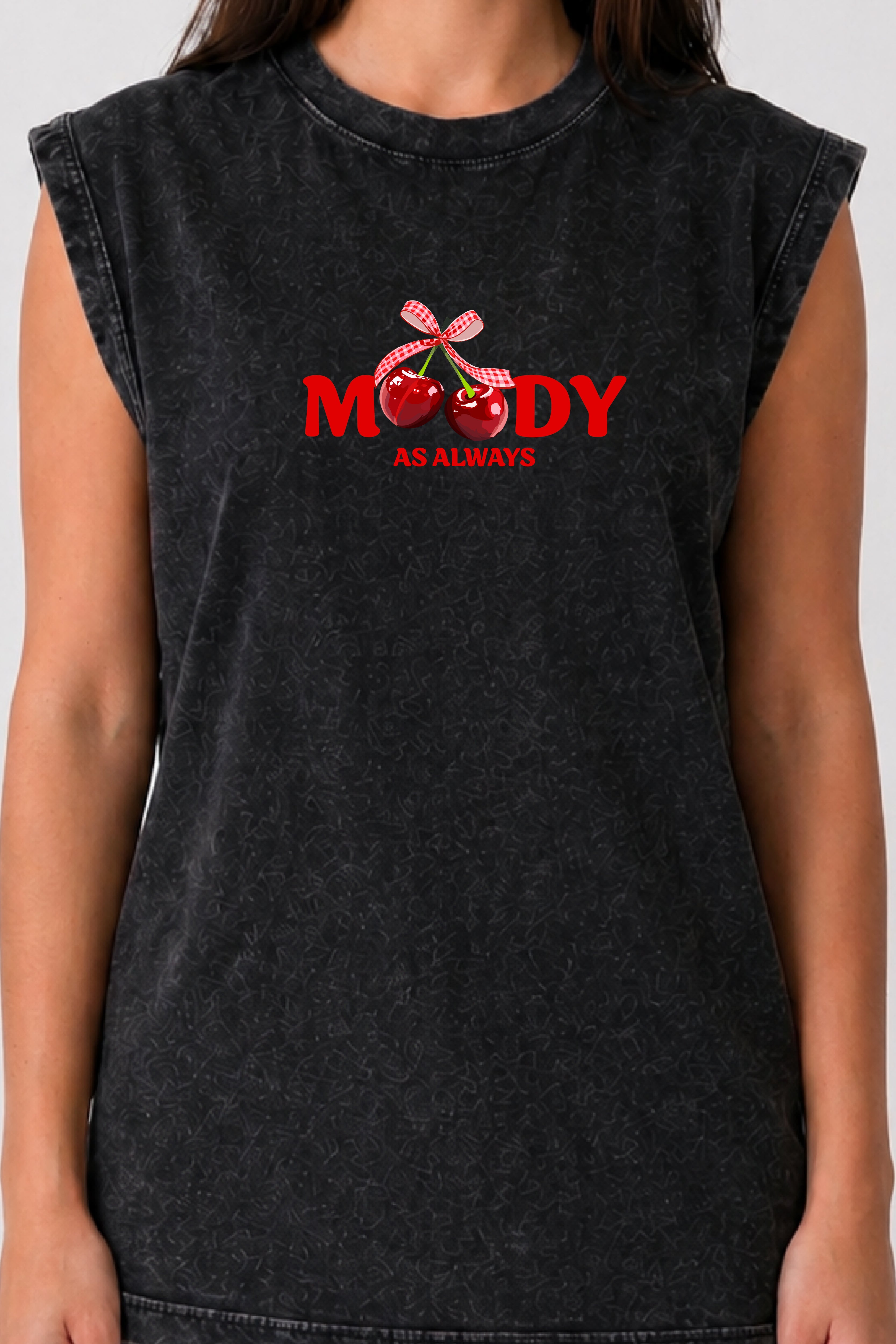 Moody as always Acid Wash Black Vest