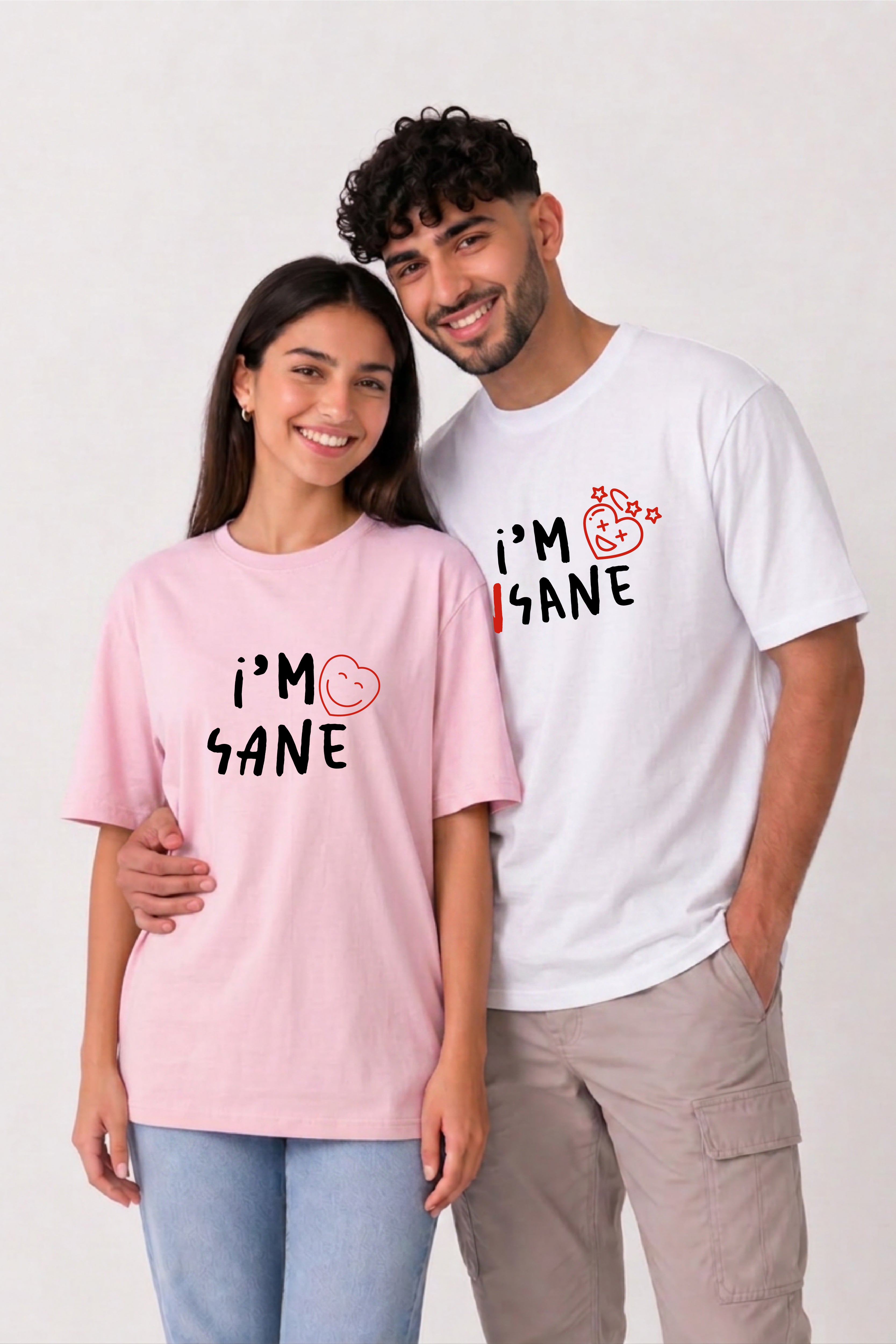I am sane Couple Oversized Tees — Pack of 2
