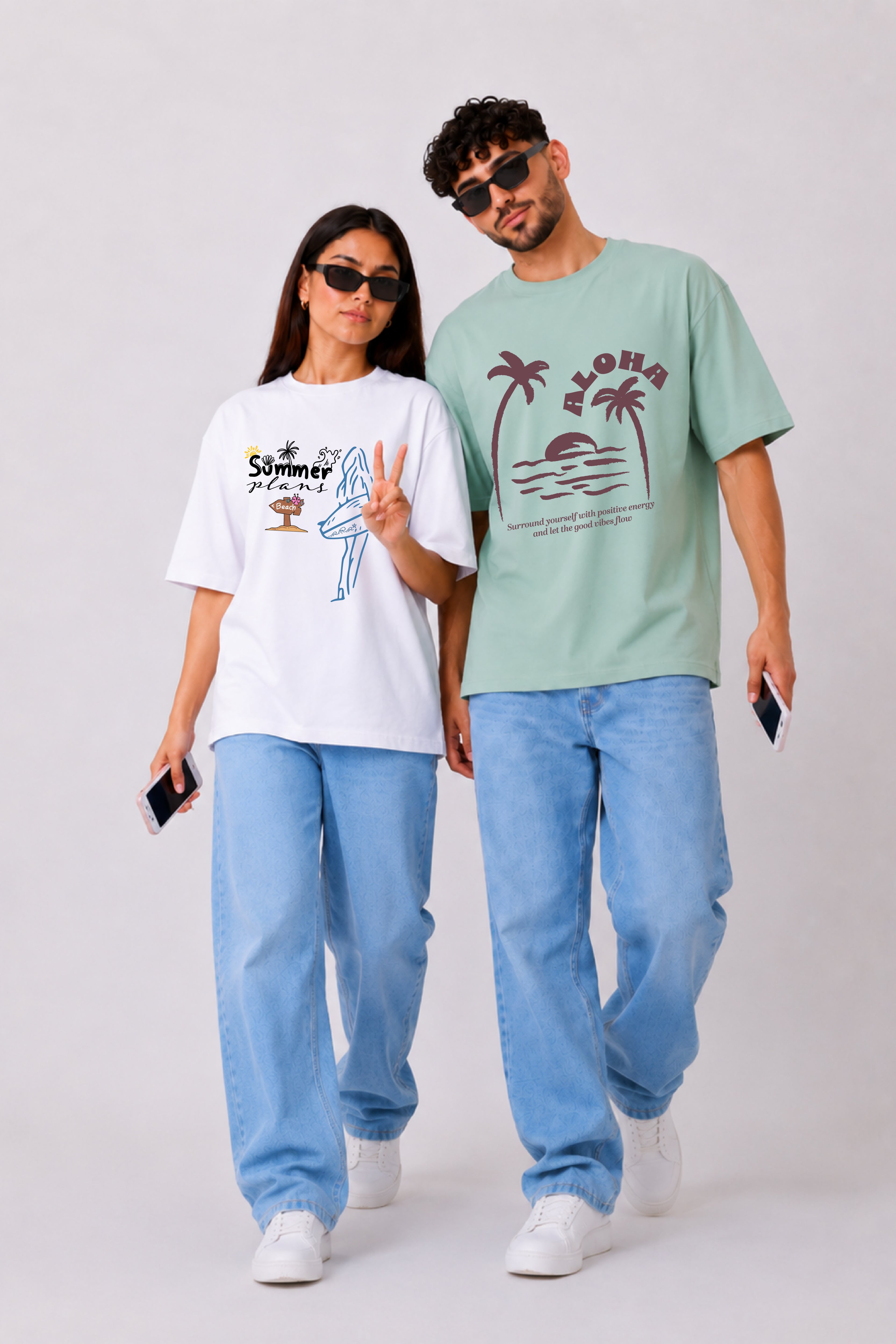 Aloha  Couple Oversized Tees — Pack of 2